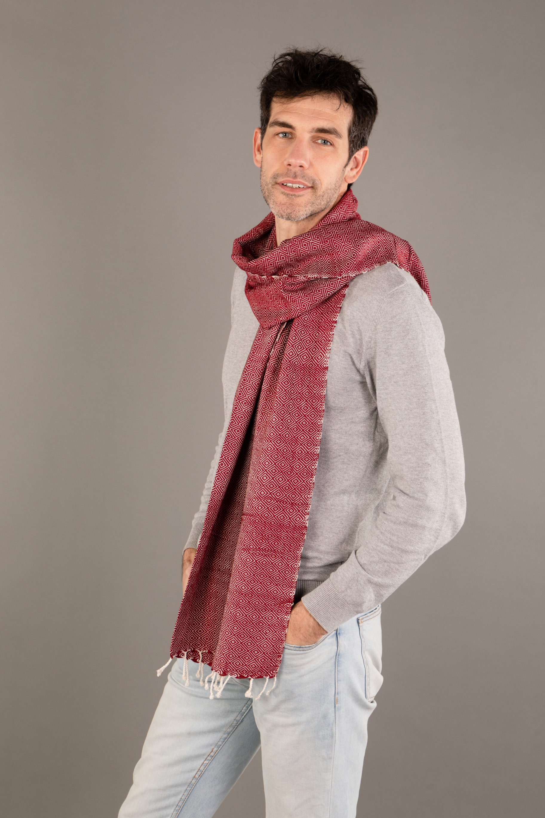 Le Grand Krama Chaud Rouge Brique 4