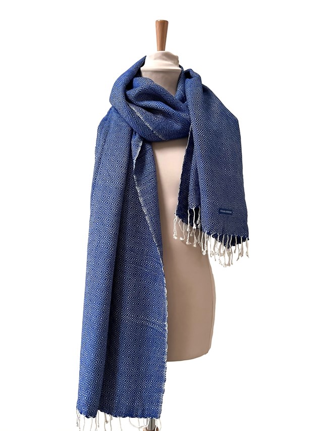 Le Grand Krama Chaud Epais Bleu Roi 7