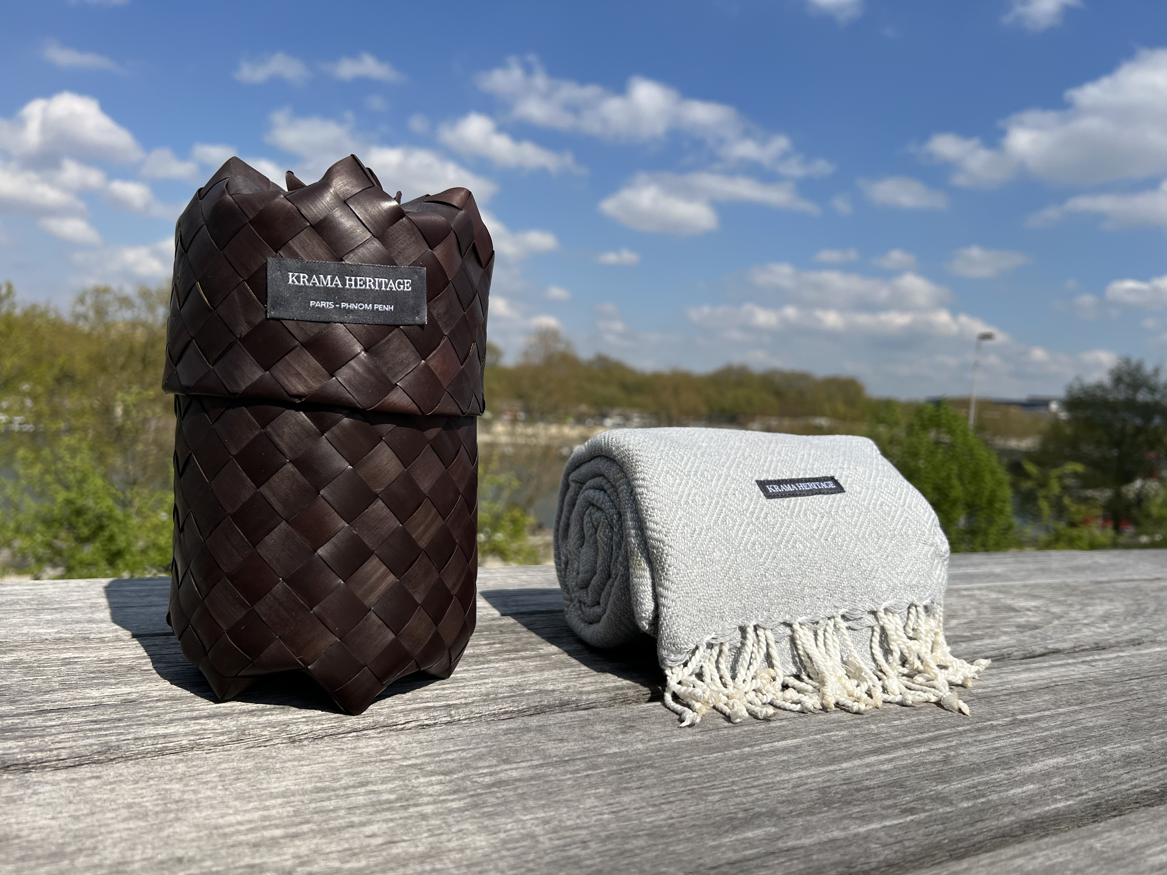 Le Grand Krama Chaud Epais Gris Perle 6