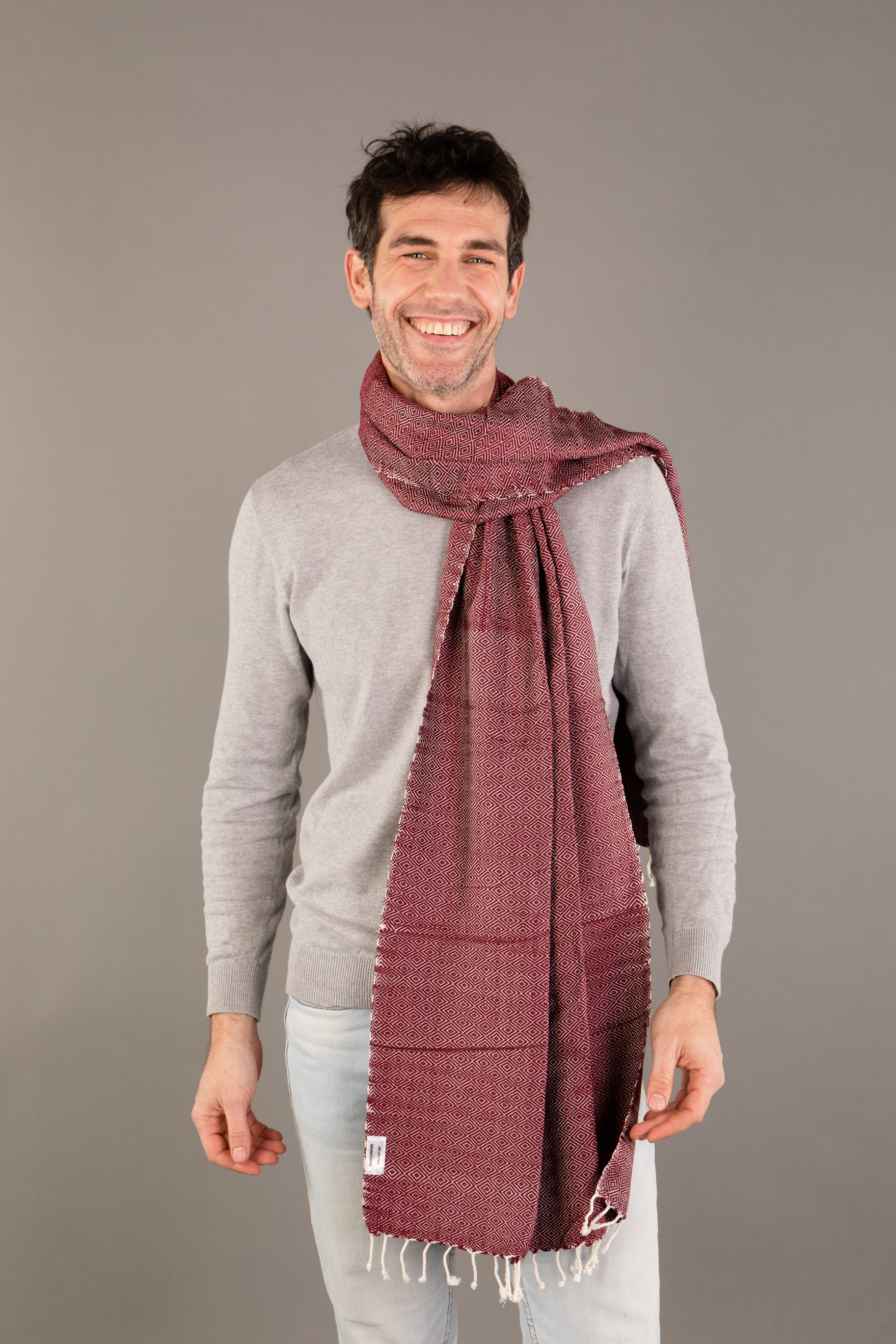 Le Grand Krama Chaud Epais Bordeaux 2