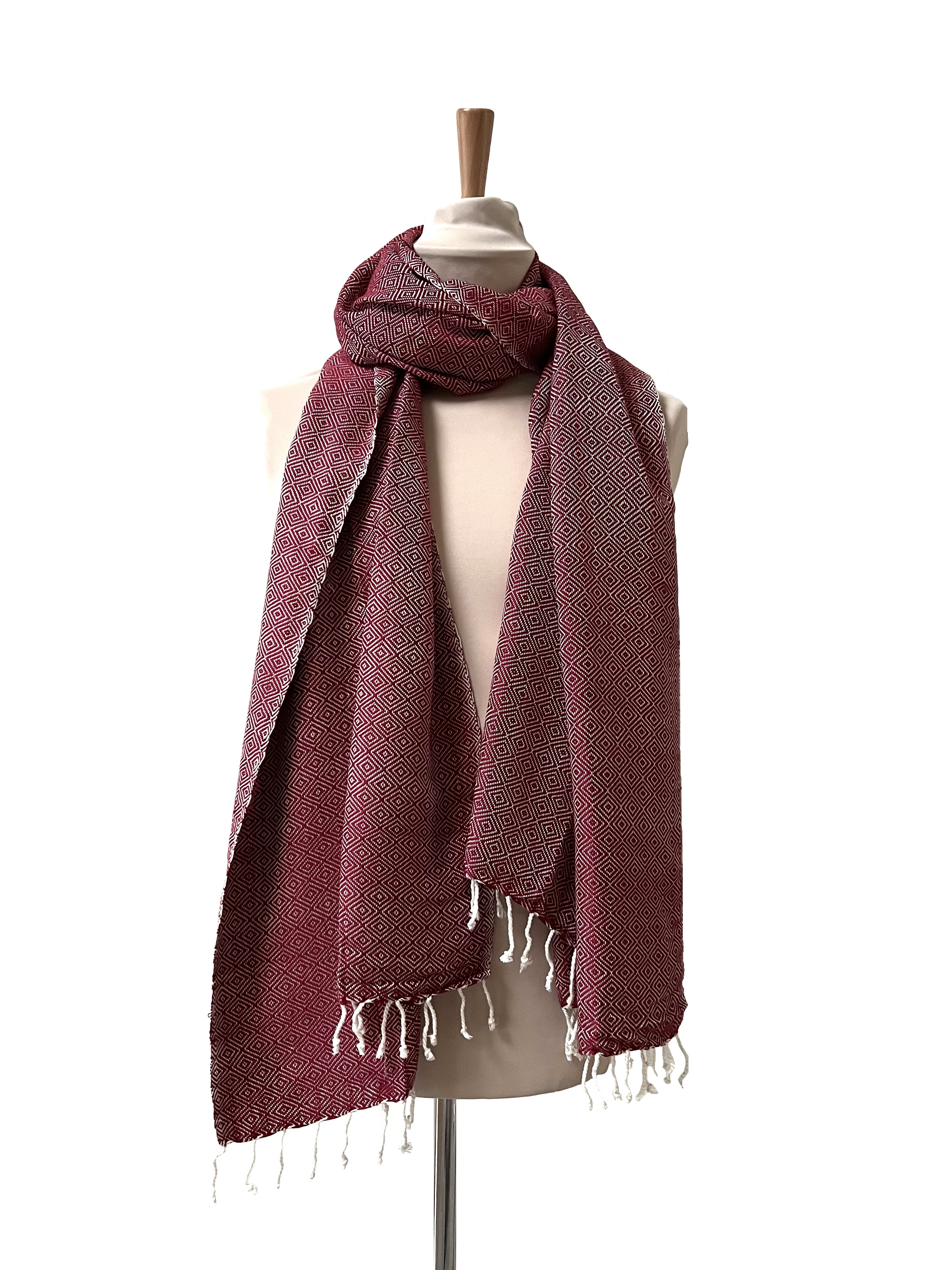 Le Grand Krama Chaud Epais Bordeaux 3