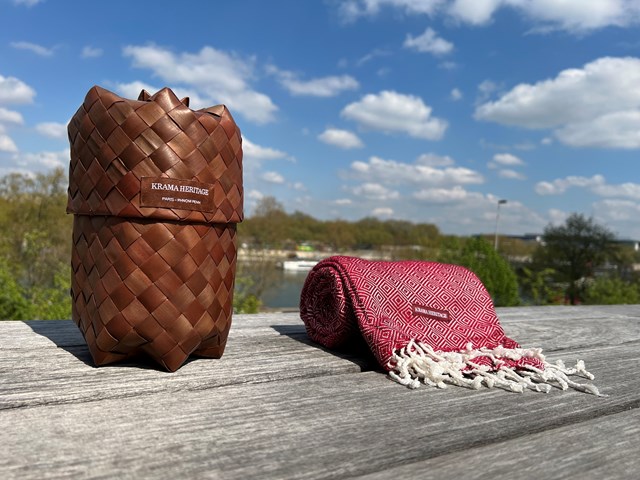 Le Grand Krama Chaud Epais Bordeaux 4