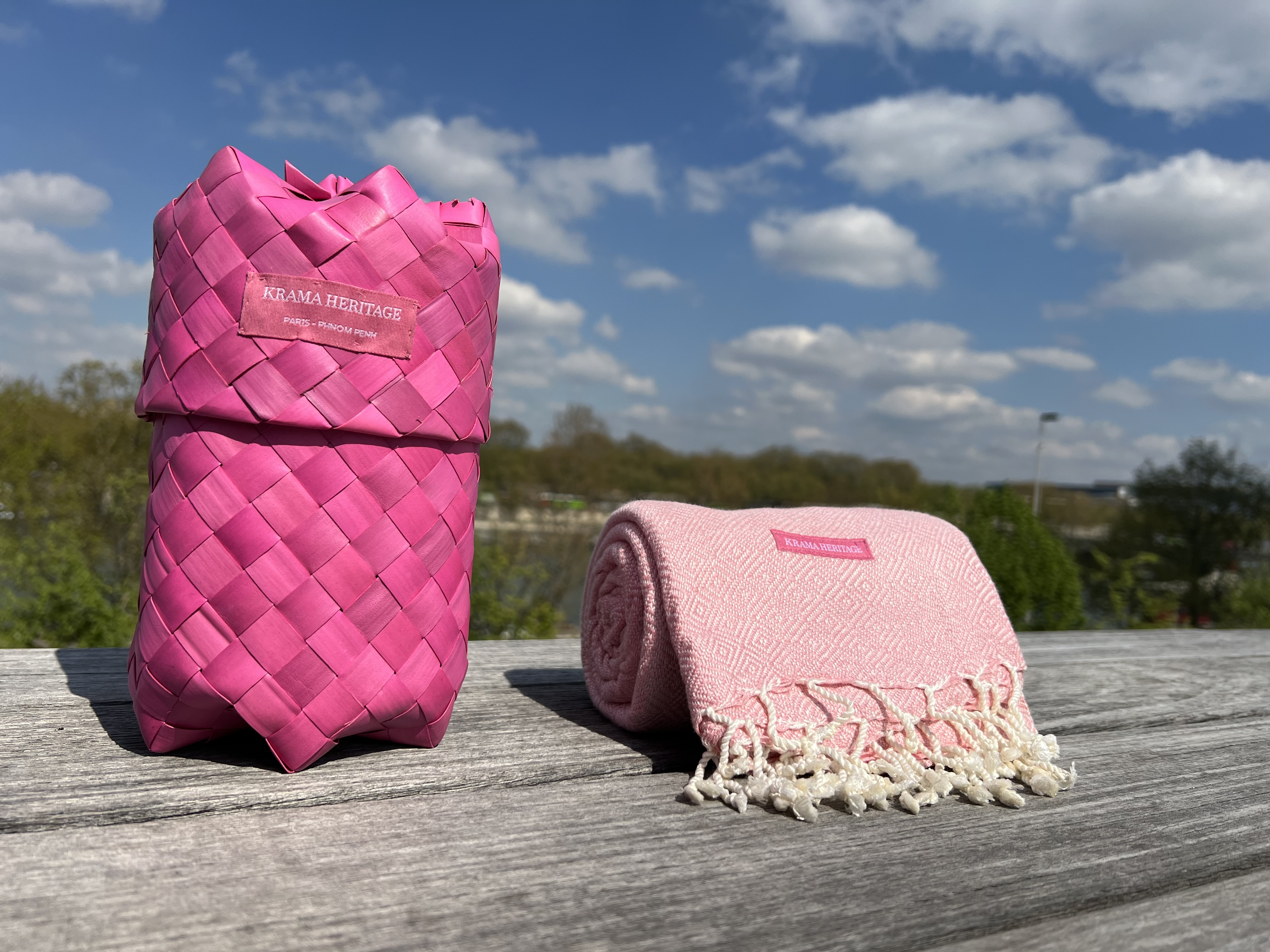 Le Grand Krama Chaud Epais Rose Clair 6