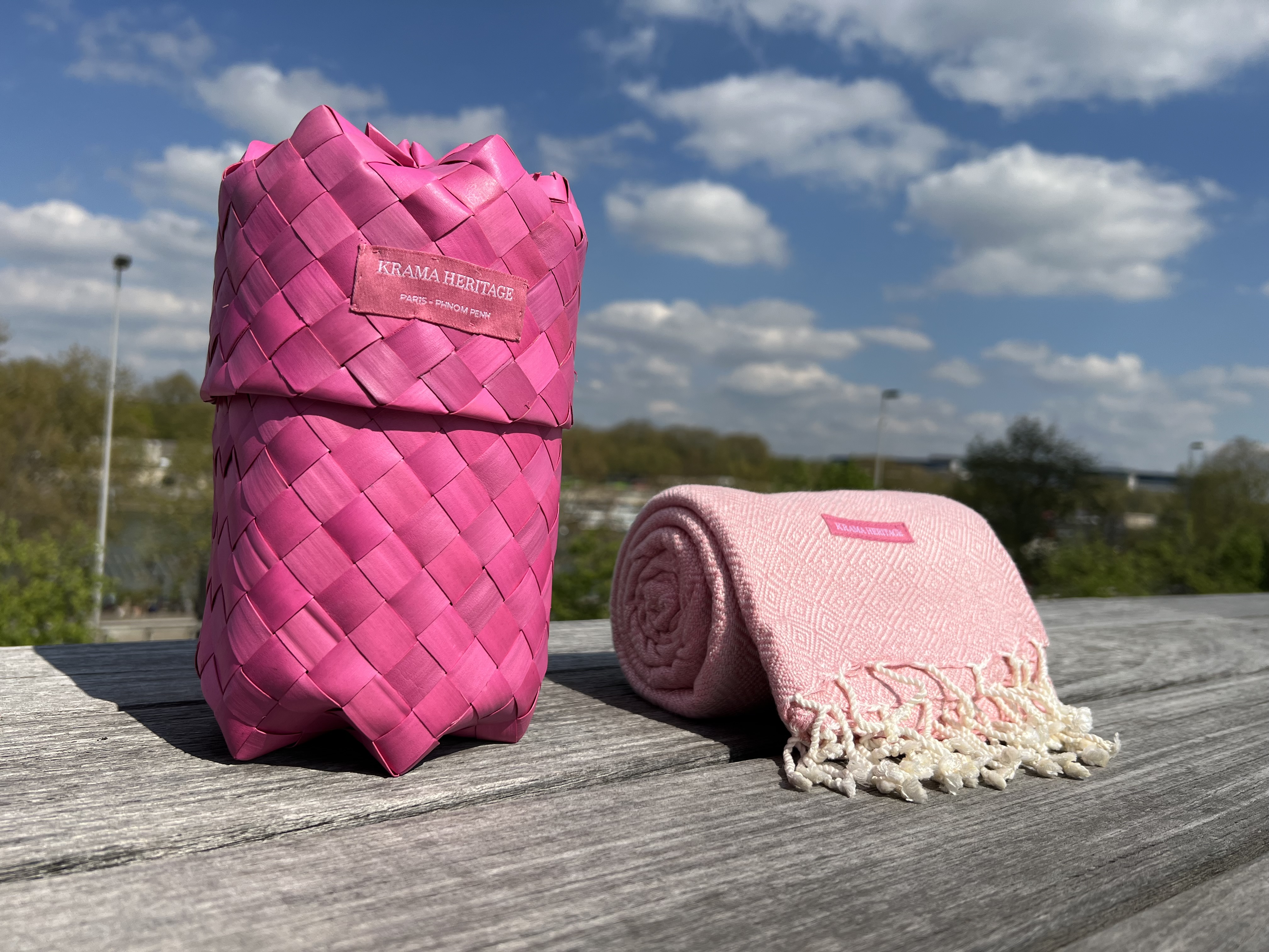 Le Grand Krama Chaud Epais Rose Clair 7