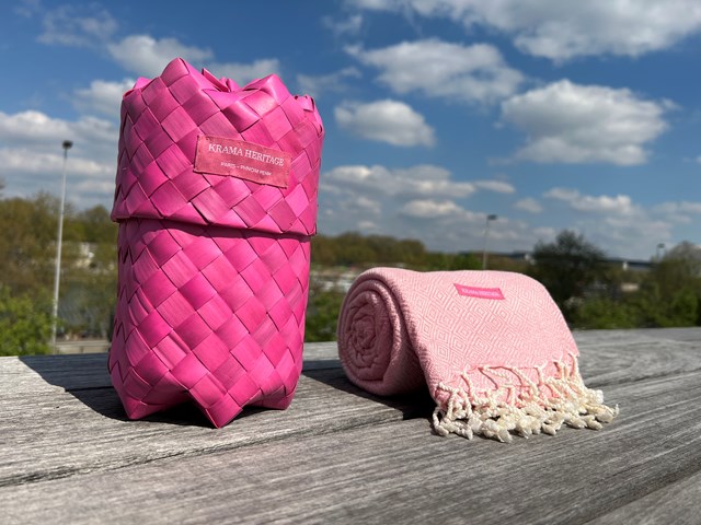 Le Grand Krama Chaud Epais Rose Clair 7