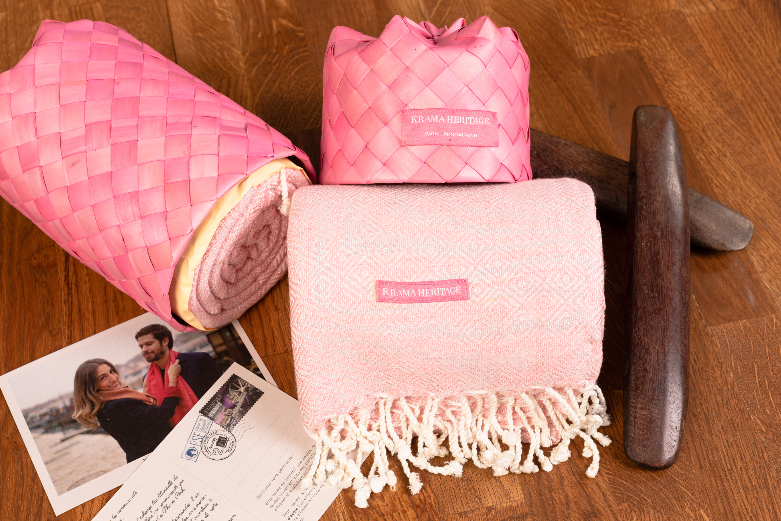 Le Grand Krama Chaud Epais Rose Clair 2