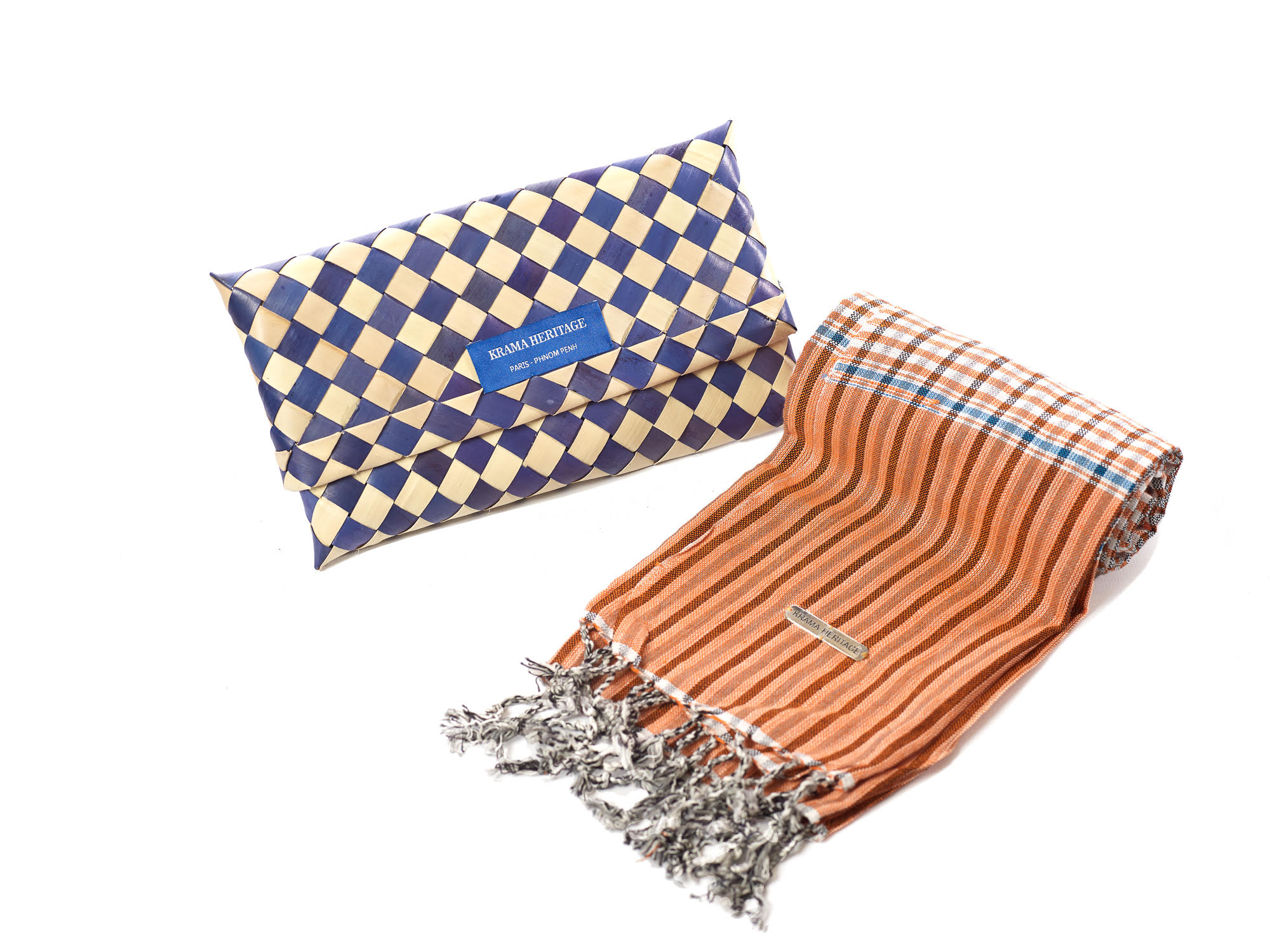 Le Krama Traditionnel Orange Mandarin 3