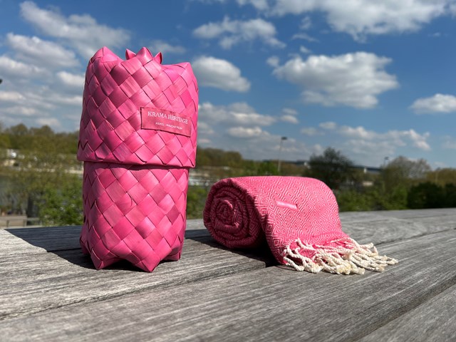 Le Grand Krama Chaud Epais Rose Bonbon 7