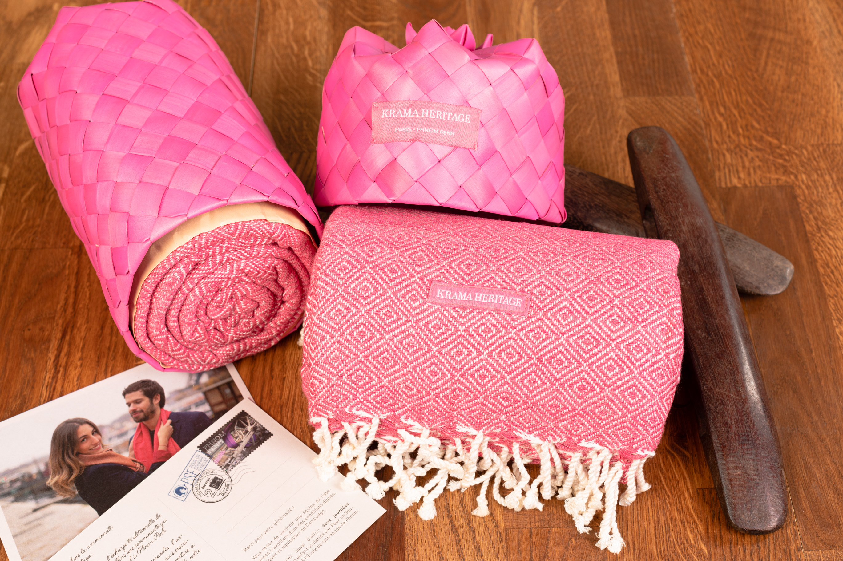 Le Grand Krama Chaud Epais Rose Bonbon 2