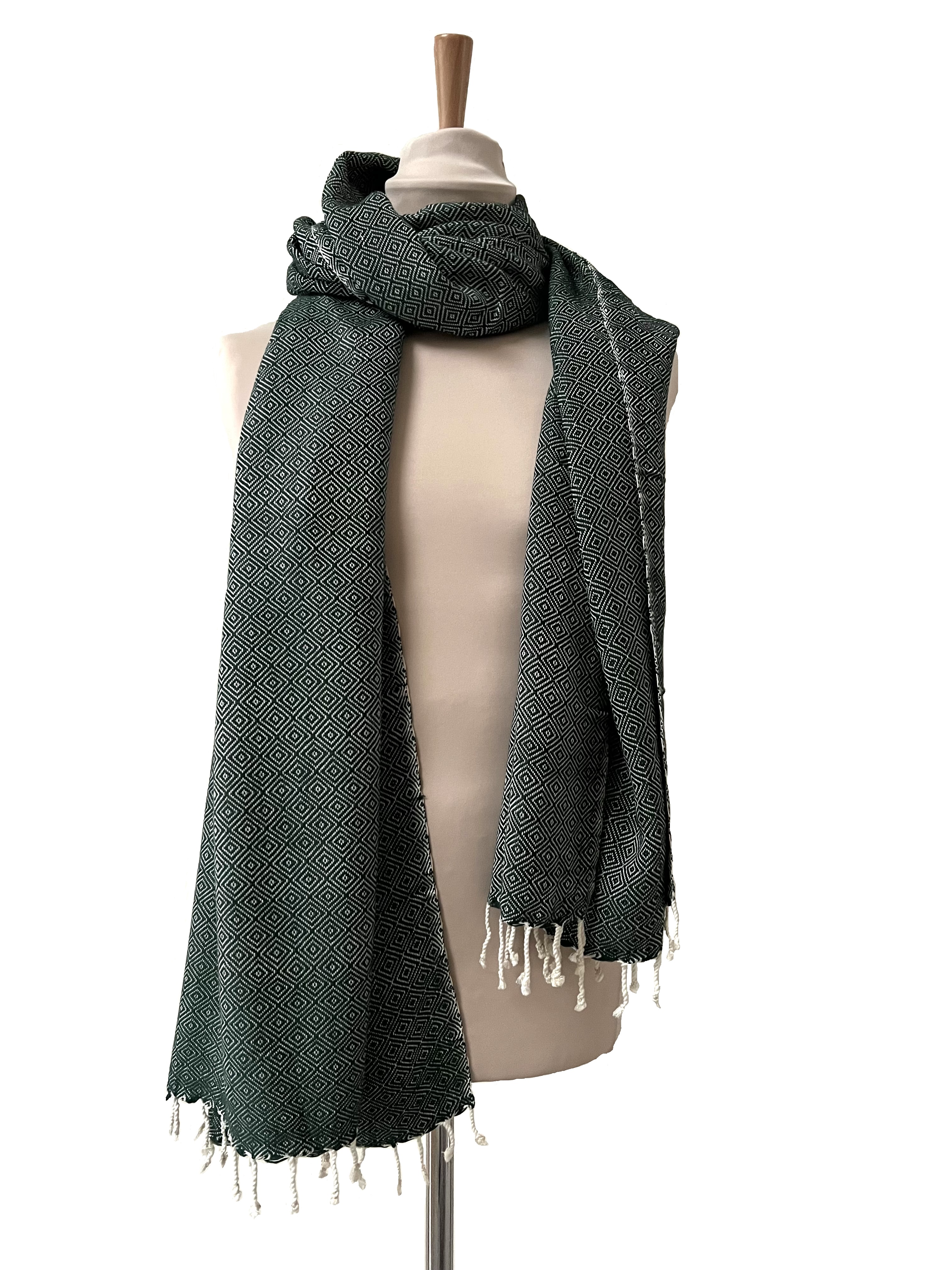 Le Grand Krama Chaud Epais Vert Forêt 5