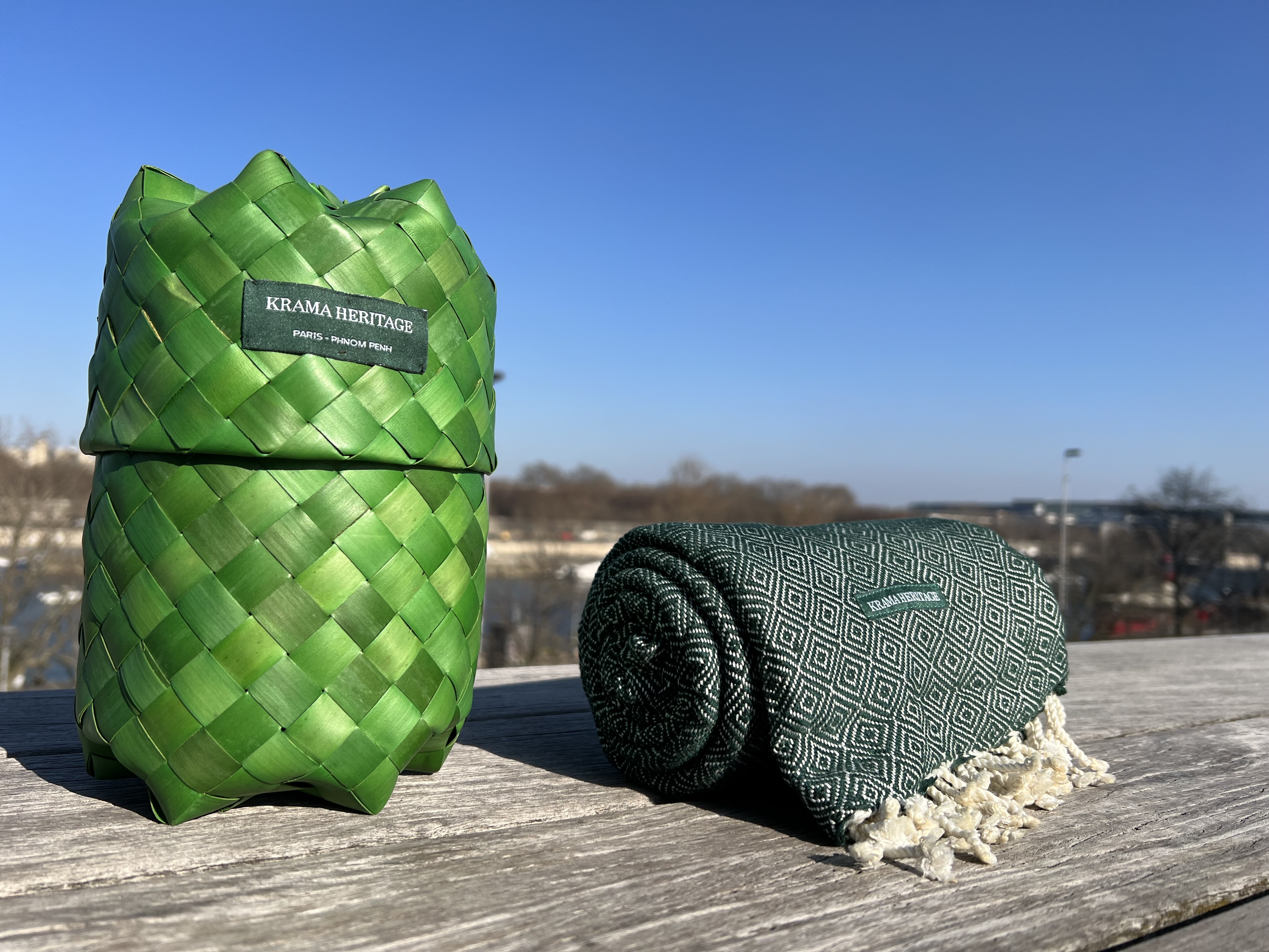 Le Grand Krama Chaud Epais Vert Forêt 6