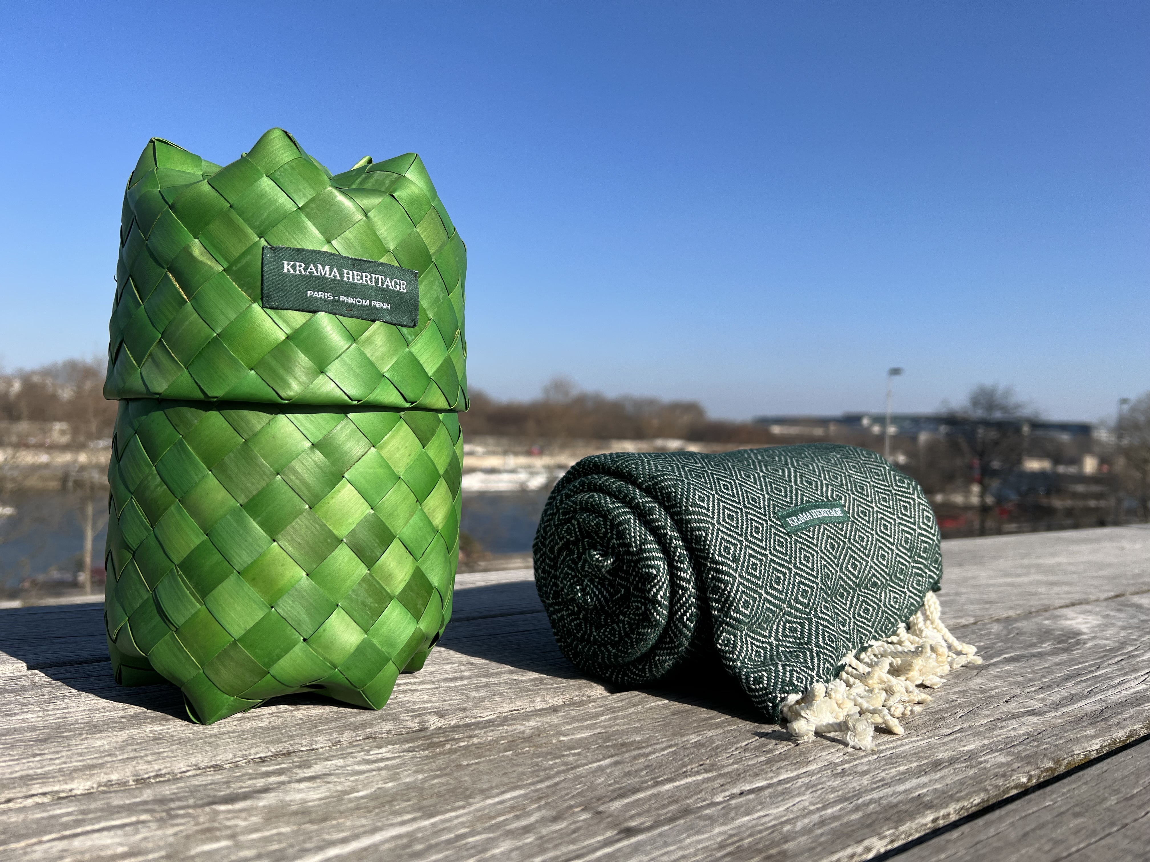 Le Grand Krama Chaud Epais Vert Forêt 7