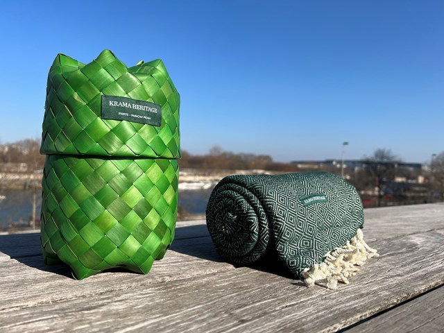 Le Grand Krama Chaud Epais Vert Forêt 7