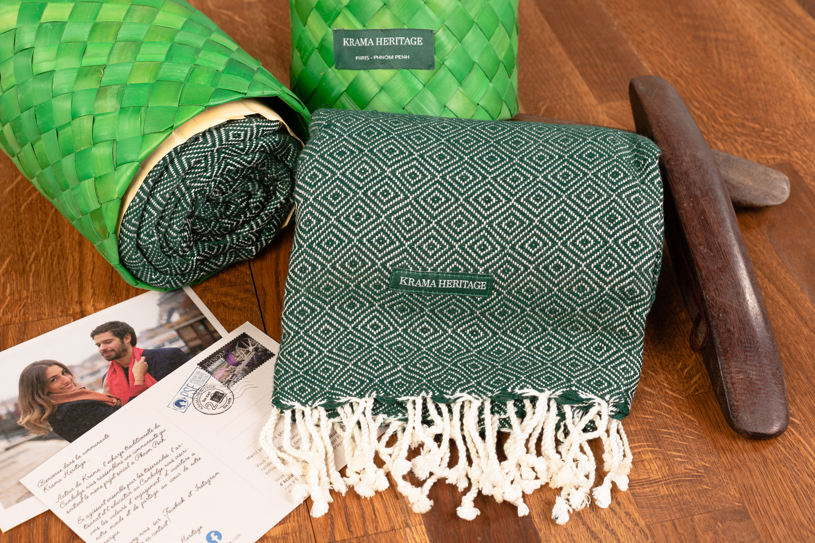 Le Grand Krama Chaud Epais Vert Forêt 2