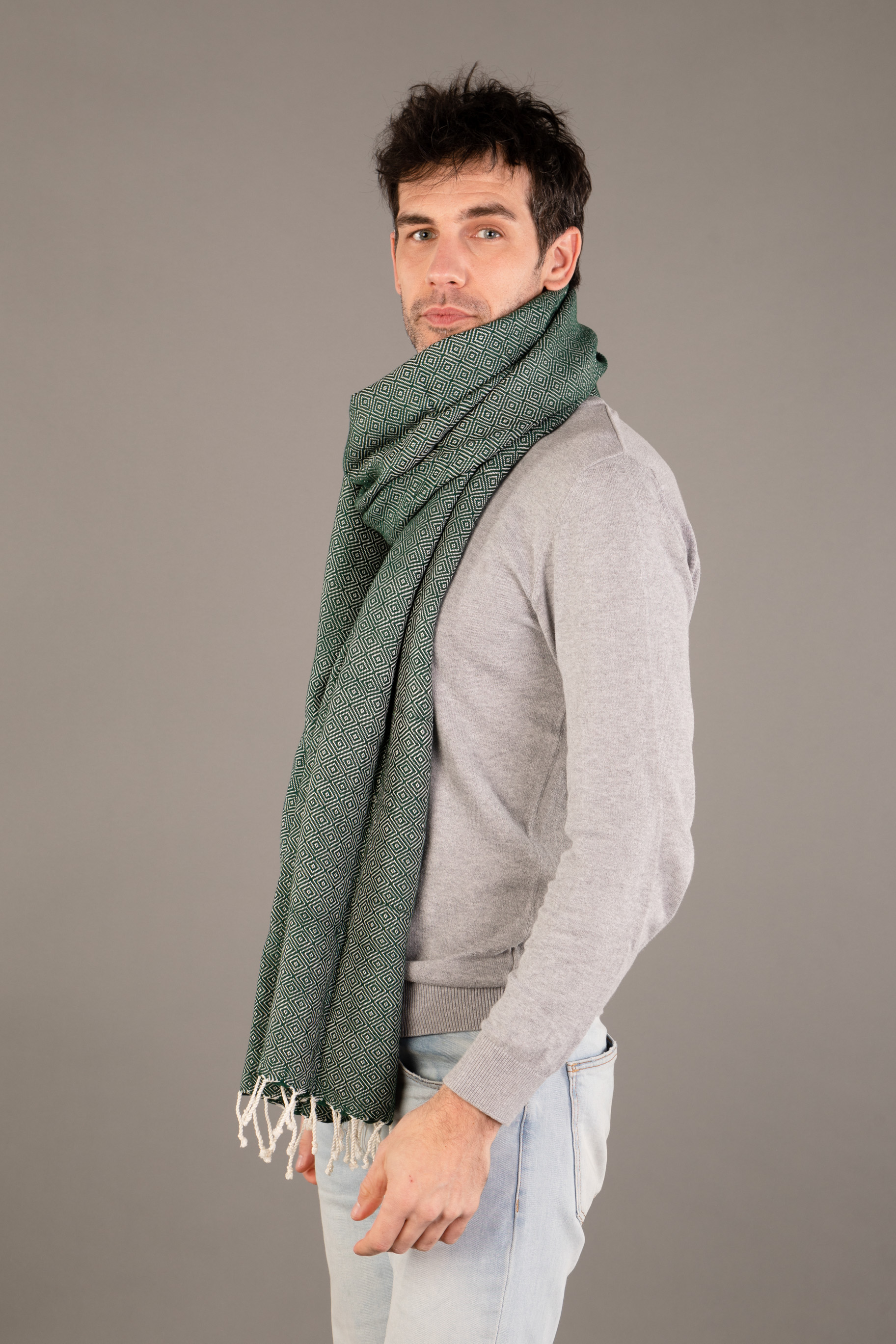 Le Grand Krama Chaud Epais Vert Forêt 4