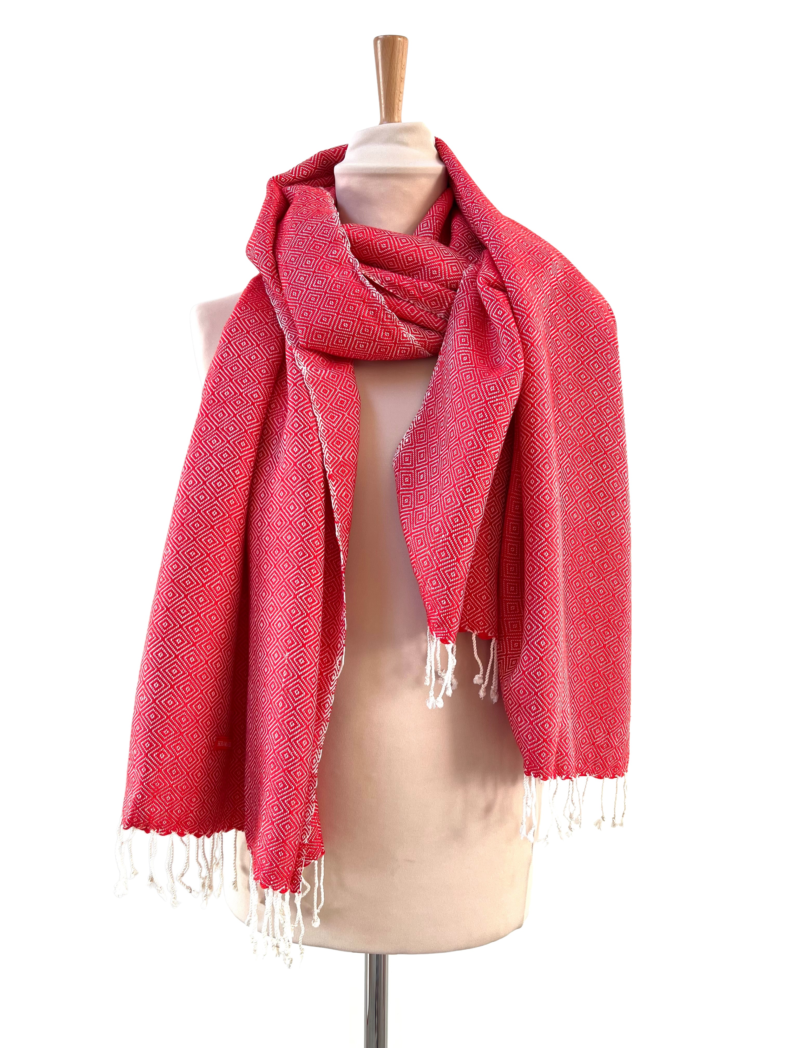 Le Grand Krama Chaud Epais Rouge Coquelicot 5