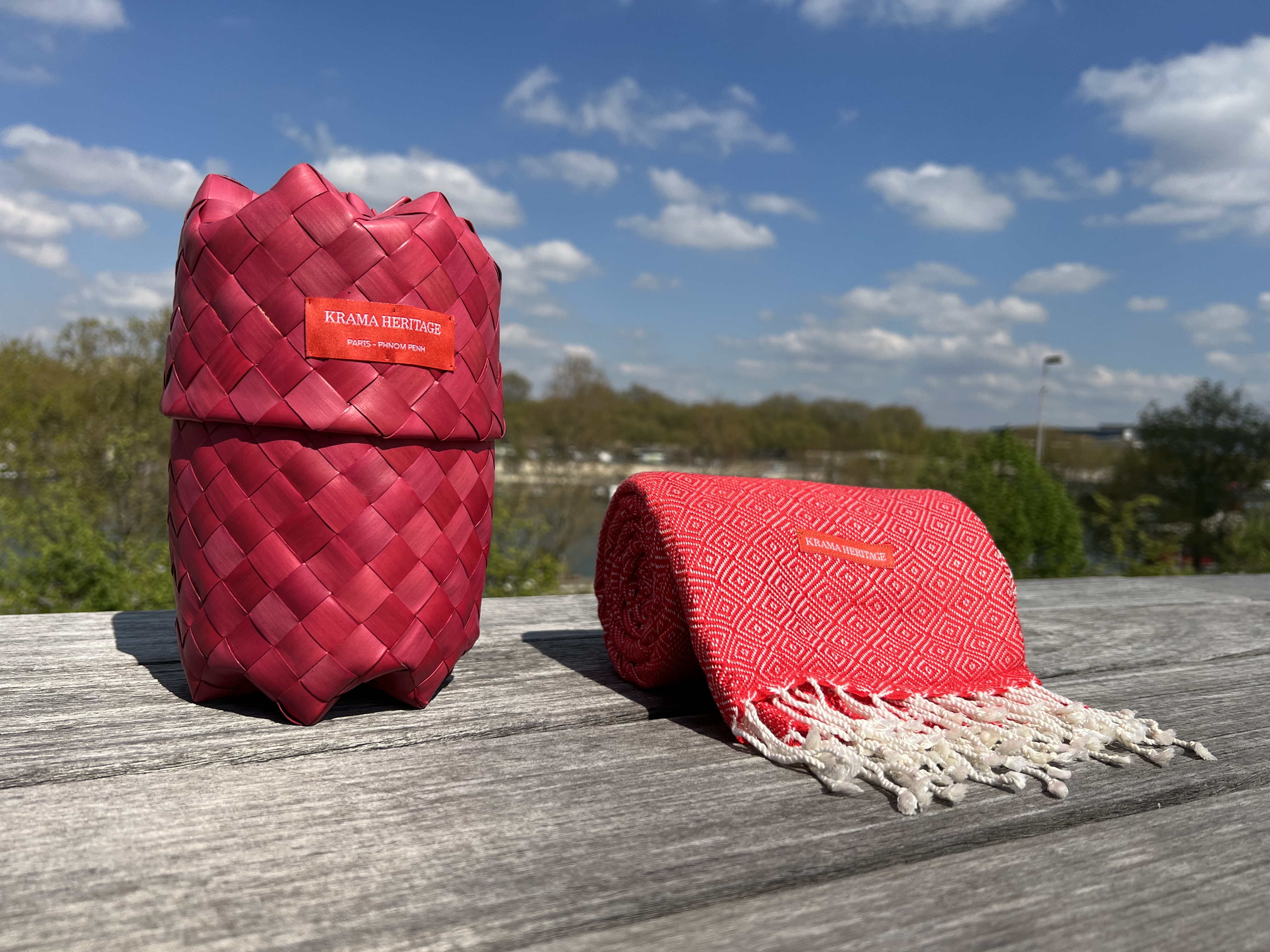 Le Grand Krama Chaud Epais Rouge Coquelicot 6