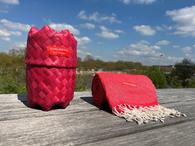 Le Grand Krama Chaud Epais Rouge Coquelicot 6