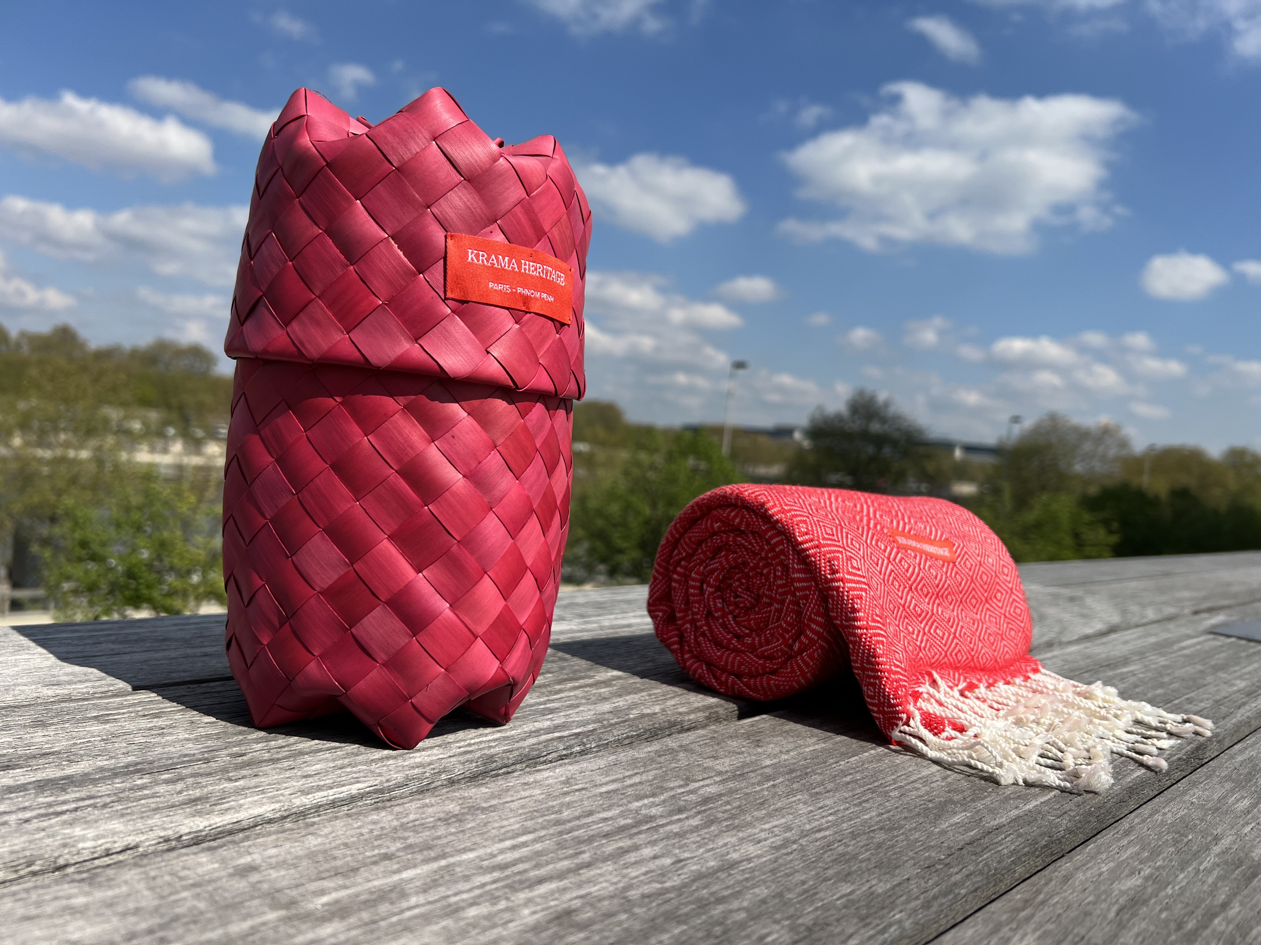 Le Grand Krama Chaud Epais Rouge Coquelicot 7