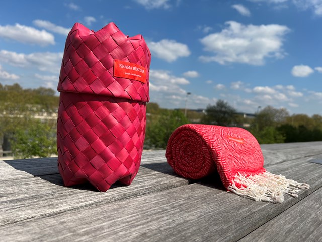 Le Grand Krama Chaud Epais Rouge Coquelicot 7