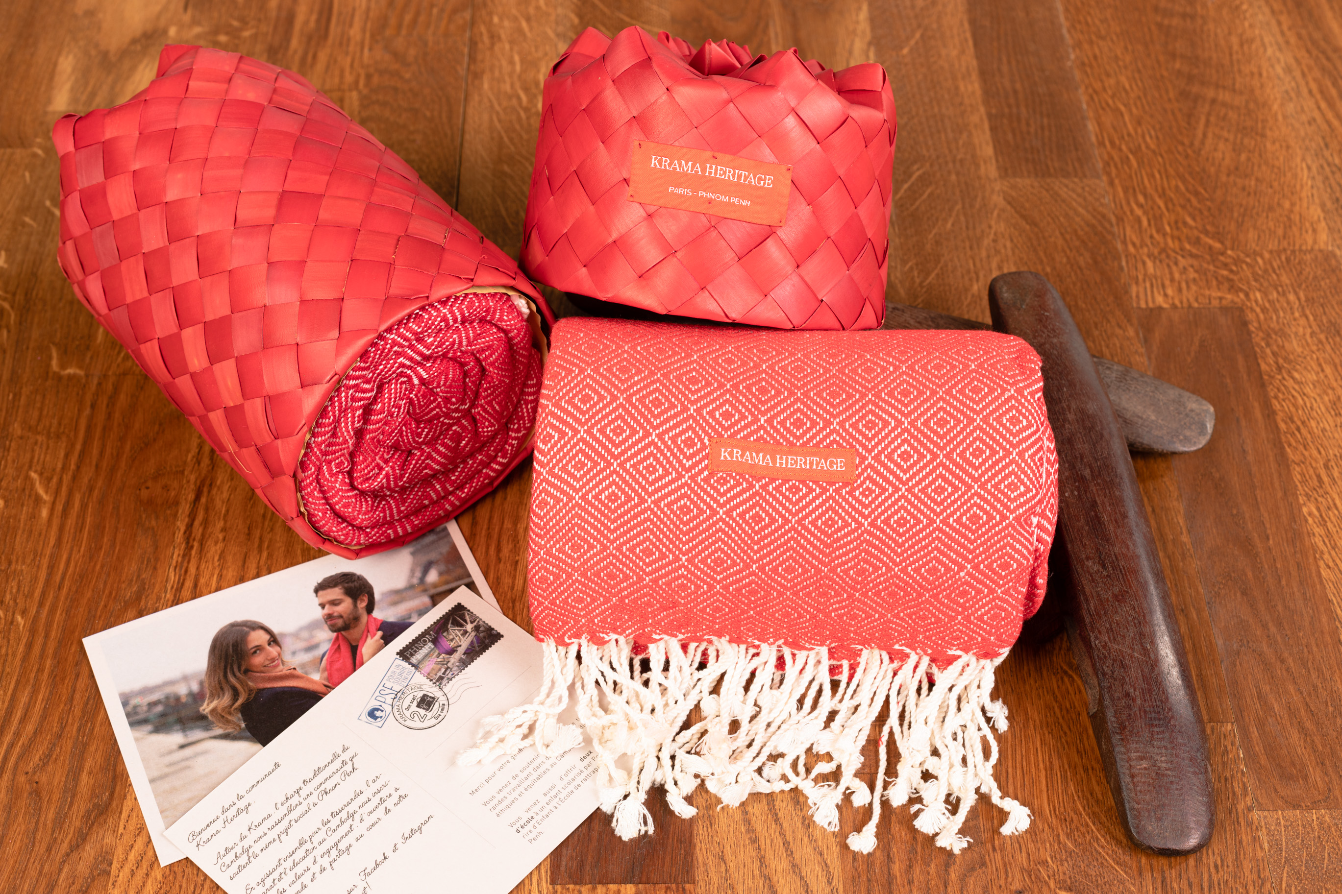 Le Grand Krama Chaud Epais Rouge Coquelicot 2