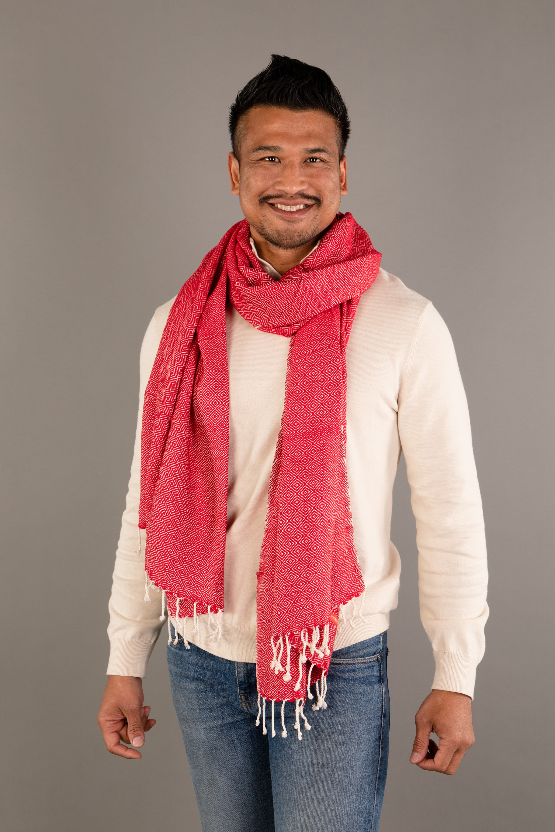 Le Grand Krama Chaud Epais Rouge Coquelicot 3