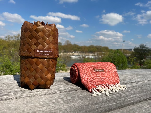 Le Grand Krama Chaud Epais Noisette 8