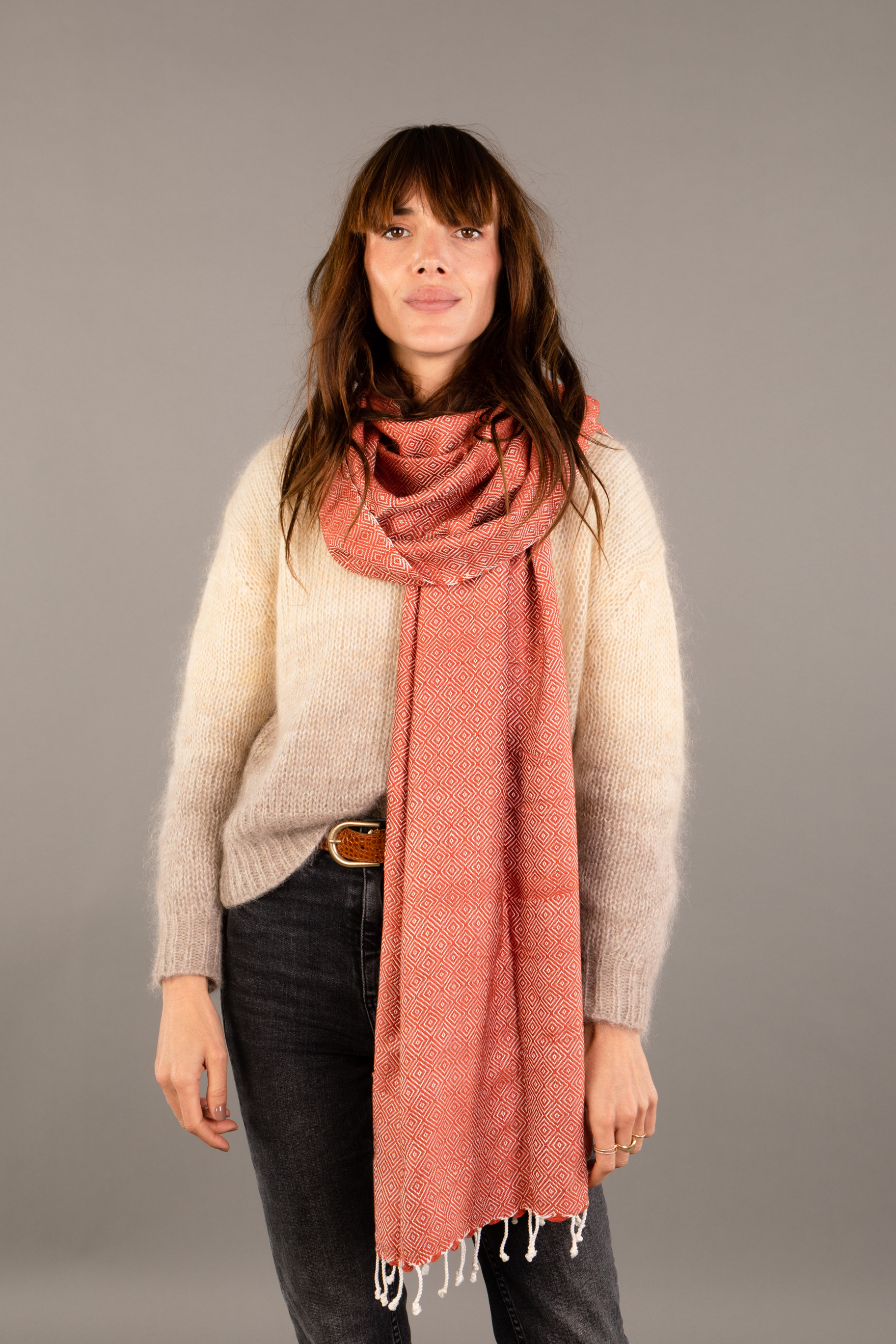 Le Grand Krama Chaud Epais Noisette 3