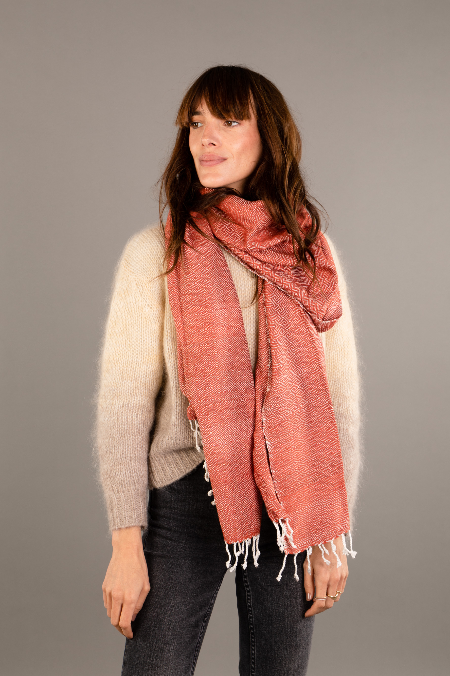 Le Grand Krama Chaud Epais Noisette 4