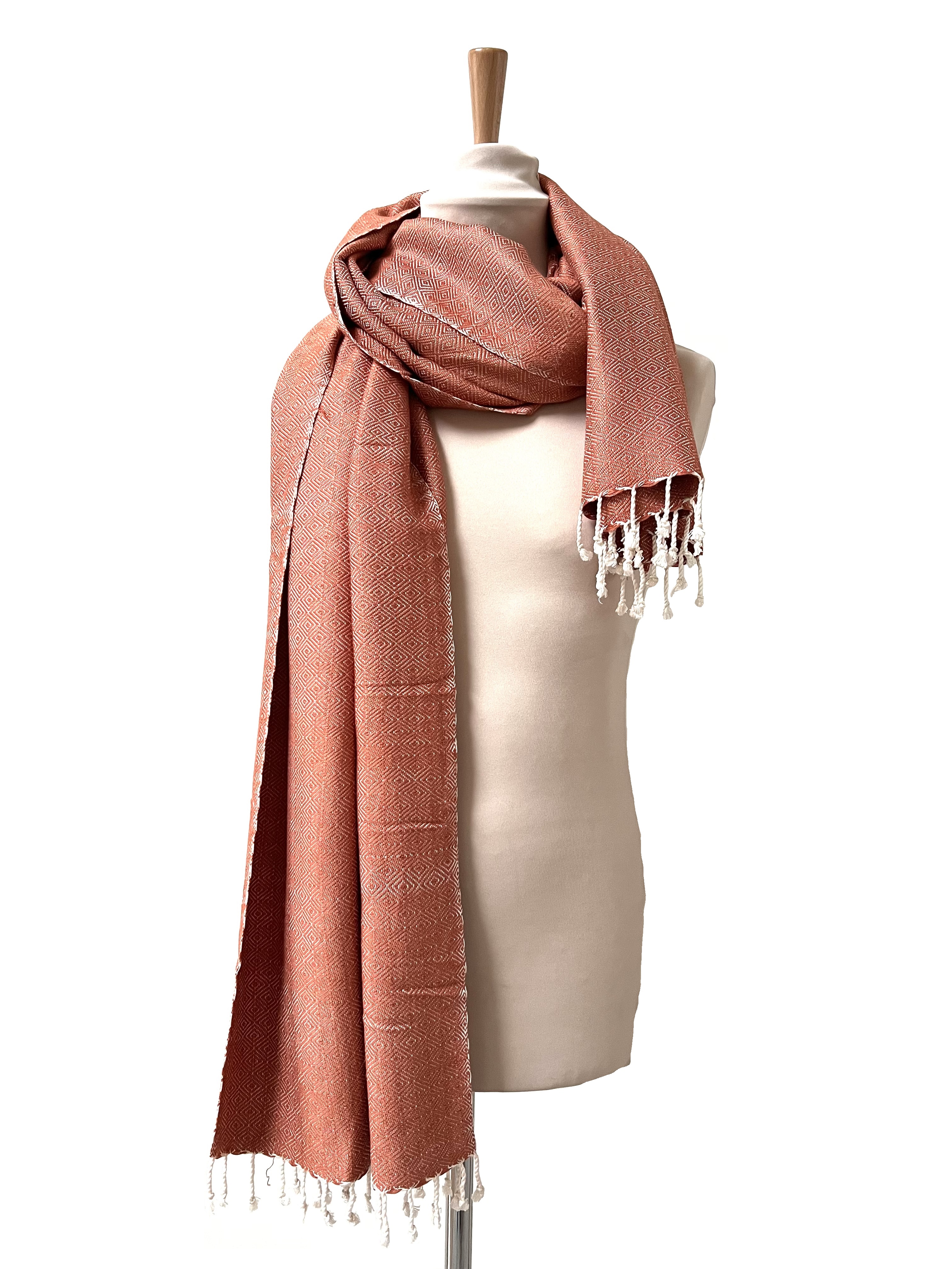 Le Grand Krama Chaud Epais Beige Ocre 4