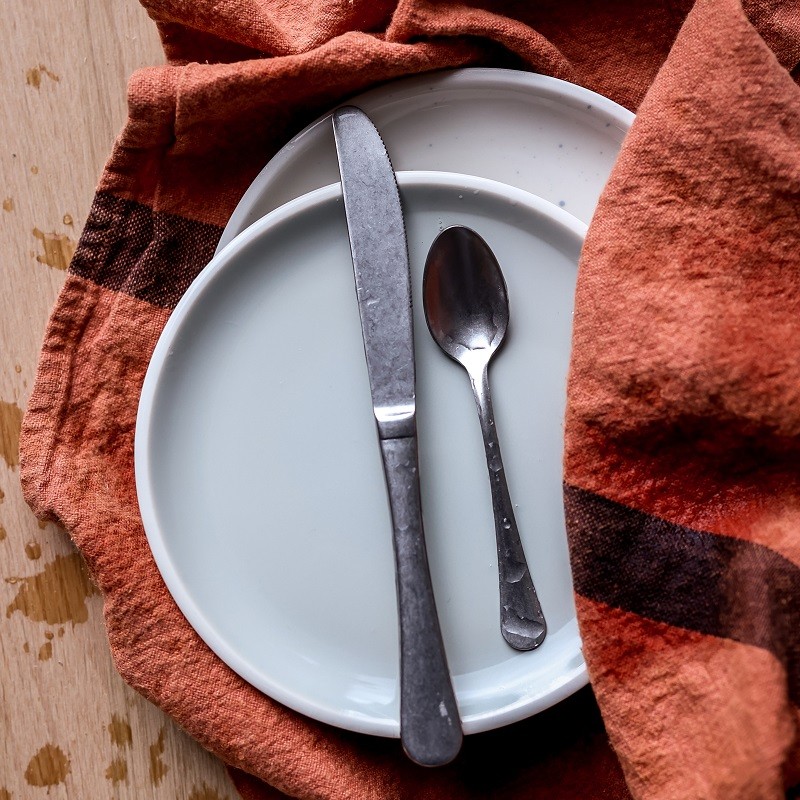 Cuillère à café campagne inox patiné, fabriquée en Italie