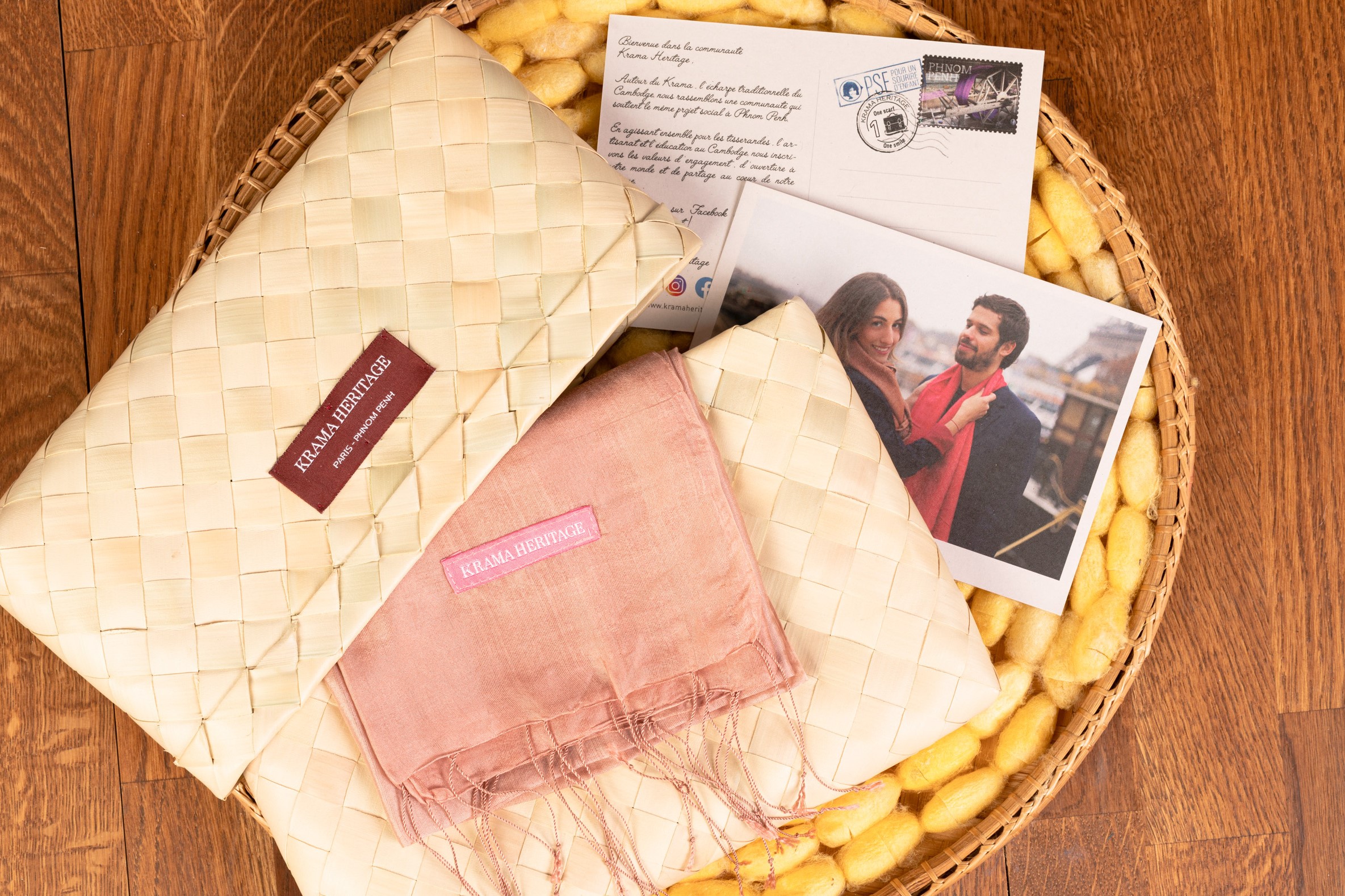 Le Krama Soyeux Rose Saumon 2