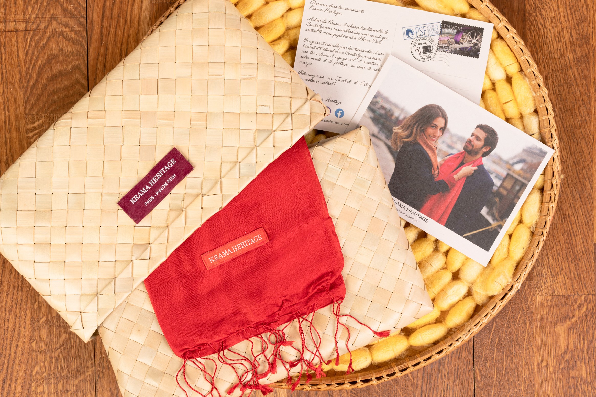 Le Krama Soyeux Rouge Garance 2