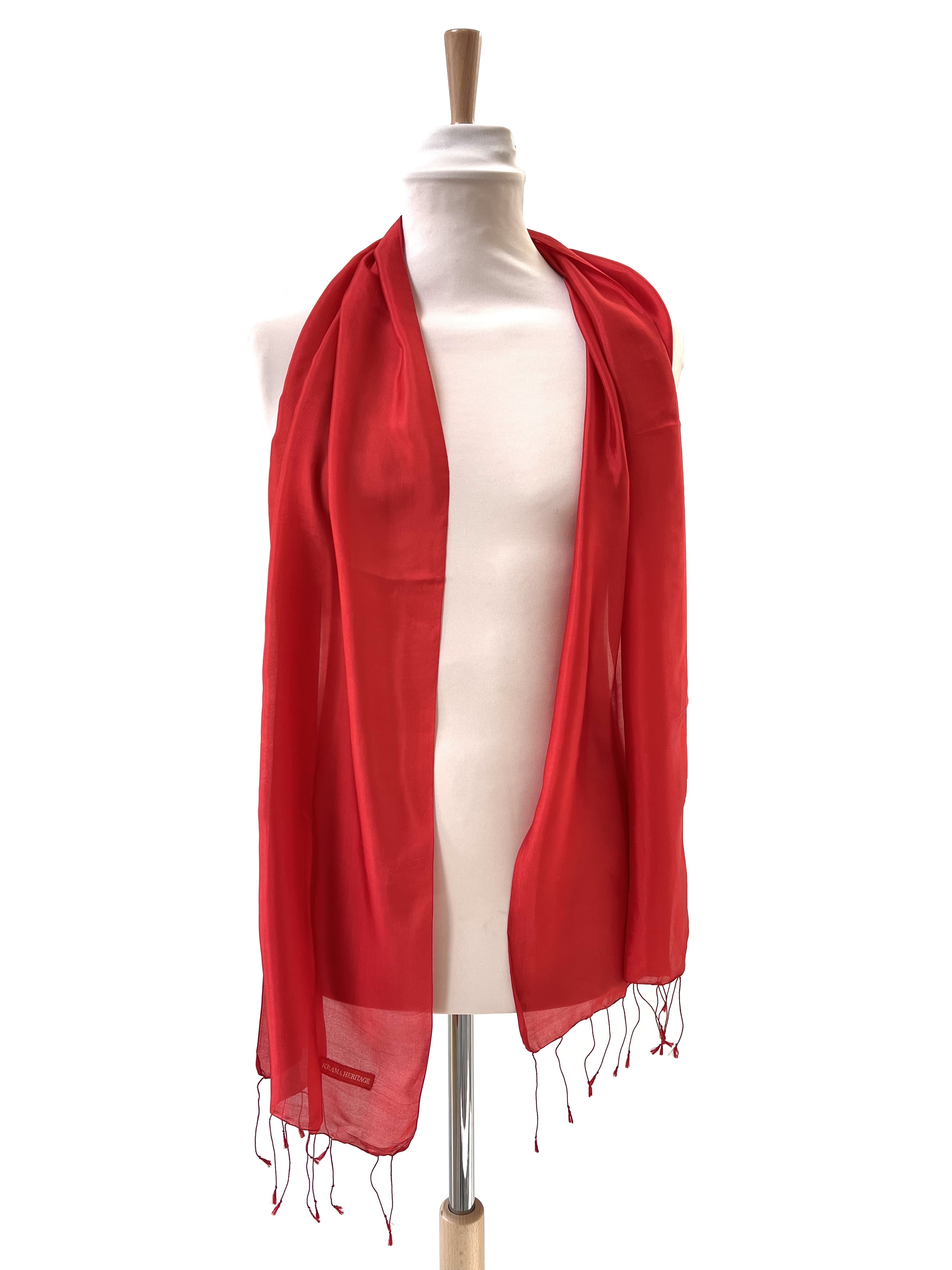 Le Krama Soyeux Rouge Garance 5