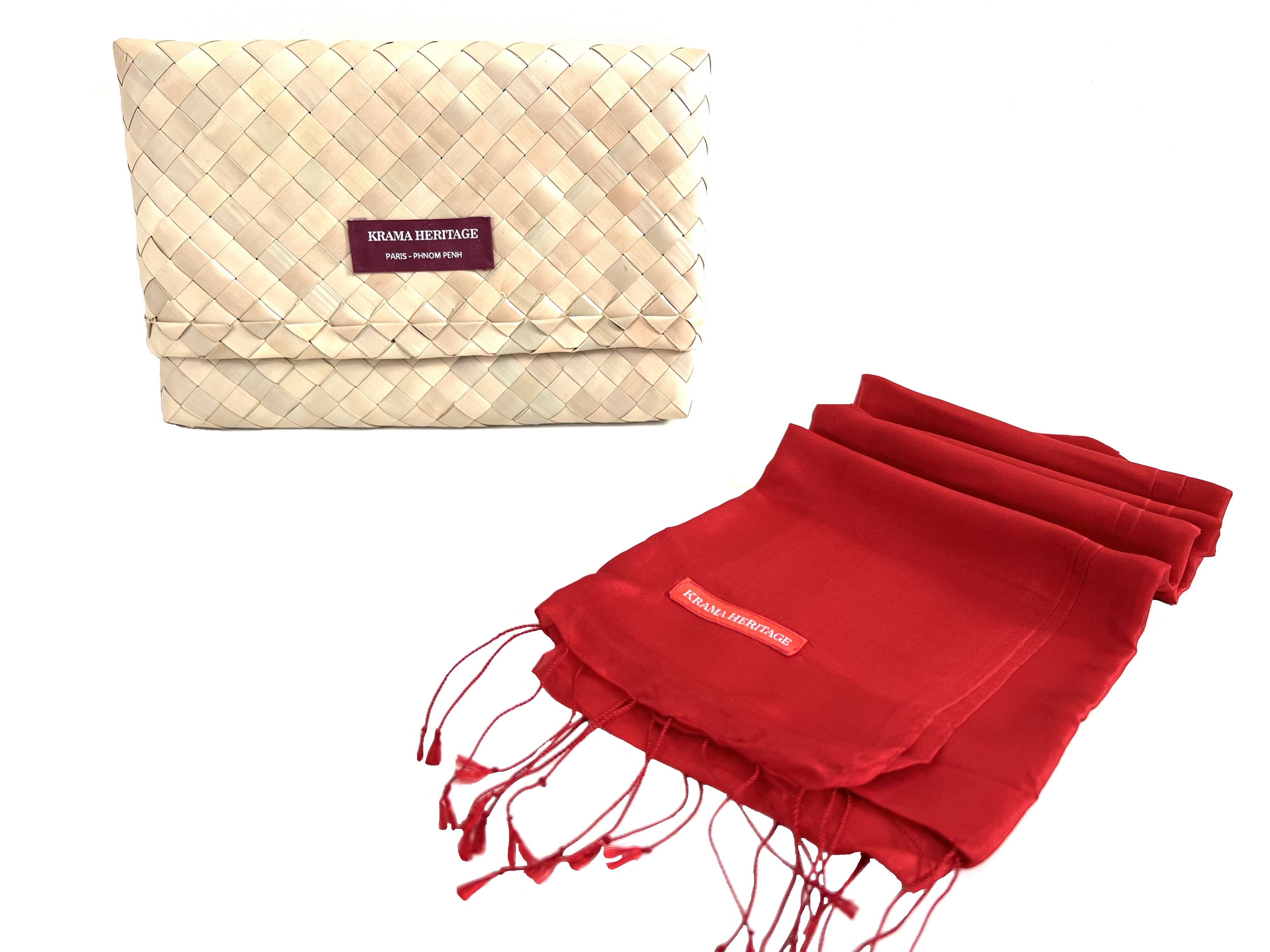 Le Krama Soyeux Rouge Garance 7