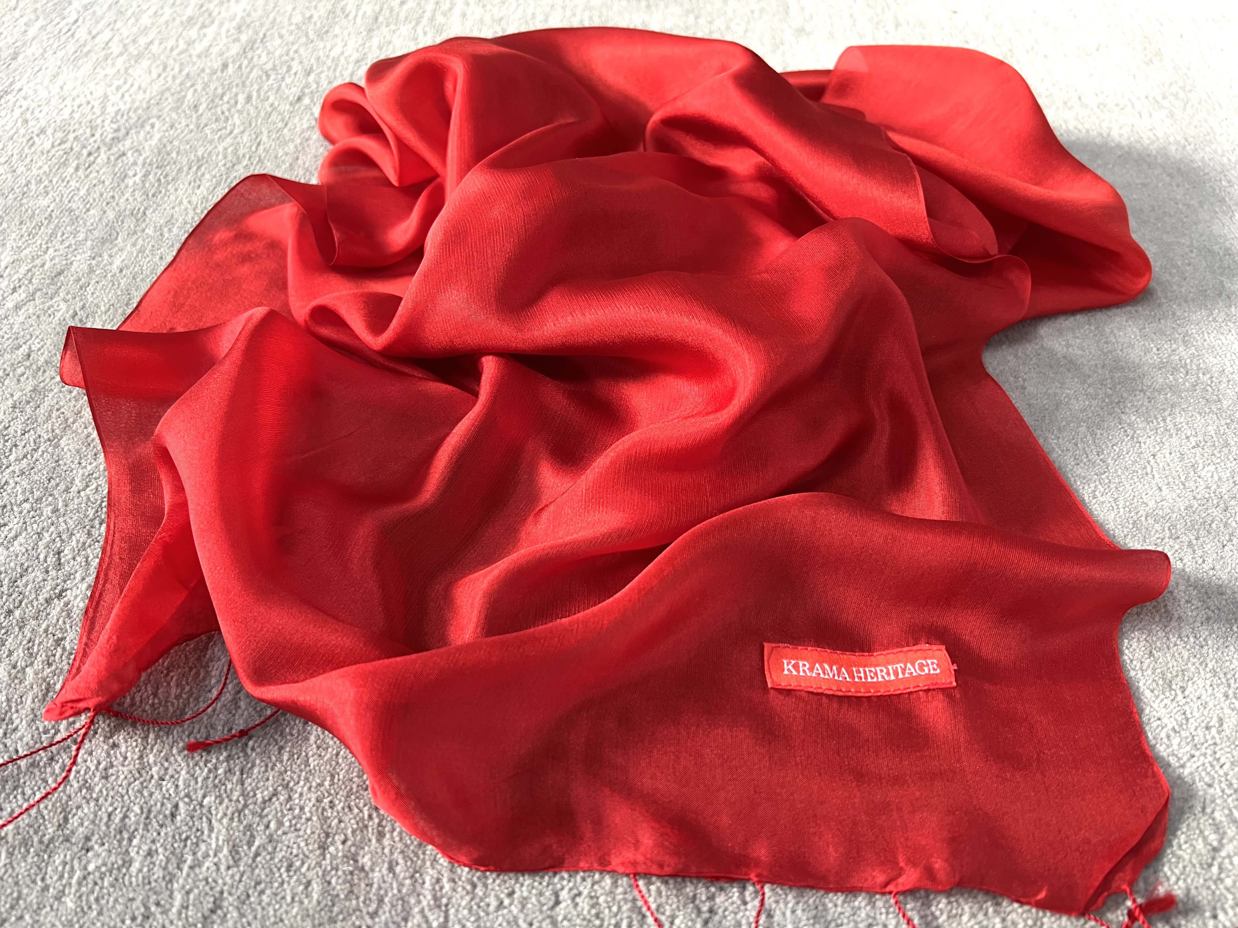 Le Krama Soyeux Rouge Garance 8