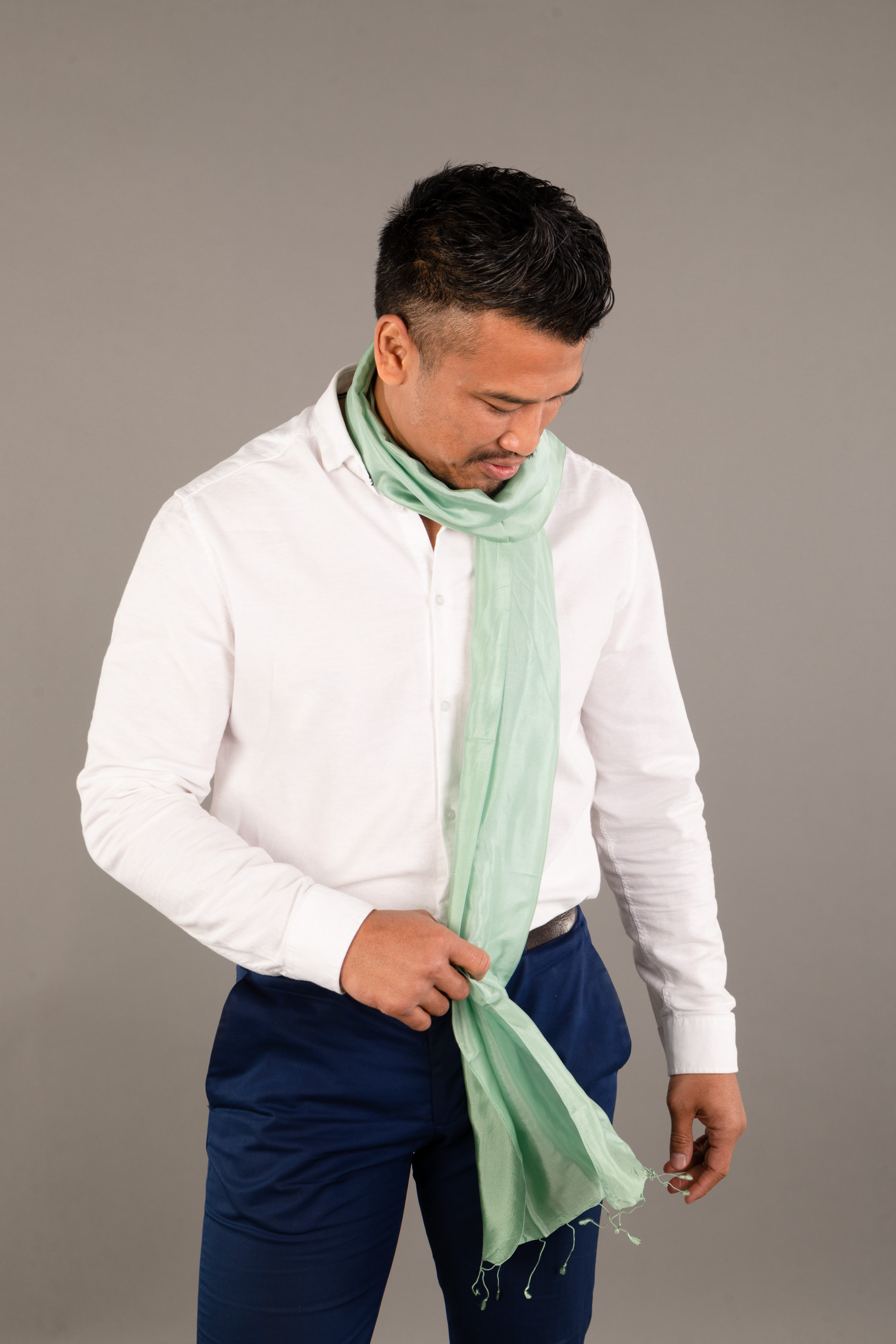 Le Krama Soyeux Vert Pomme 3