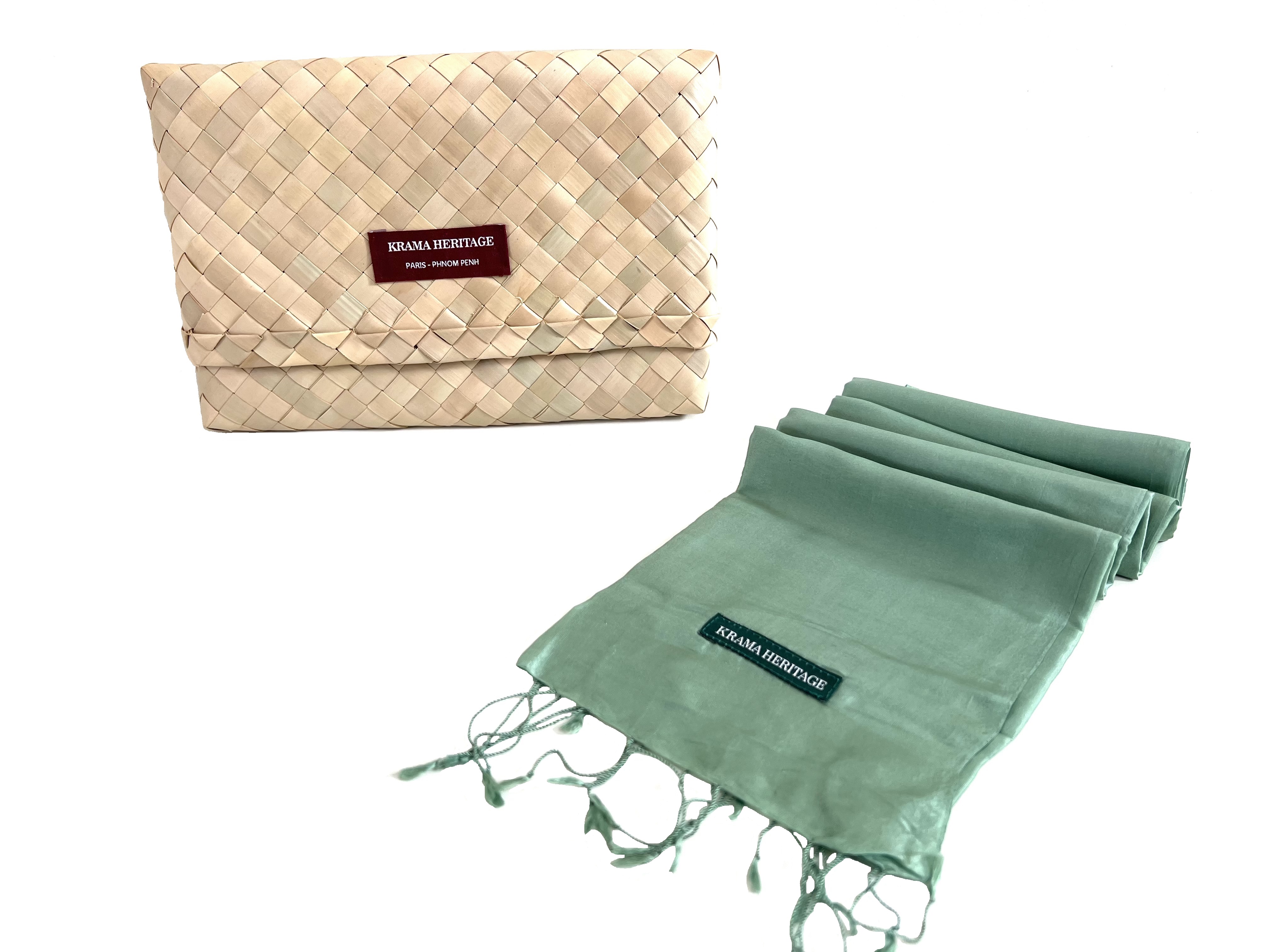 Le Krama Soyeux Vert Pomme 7