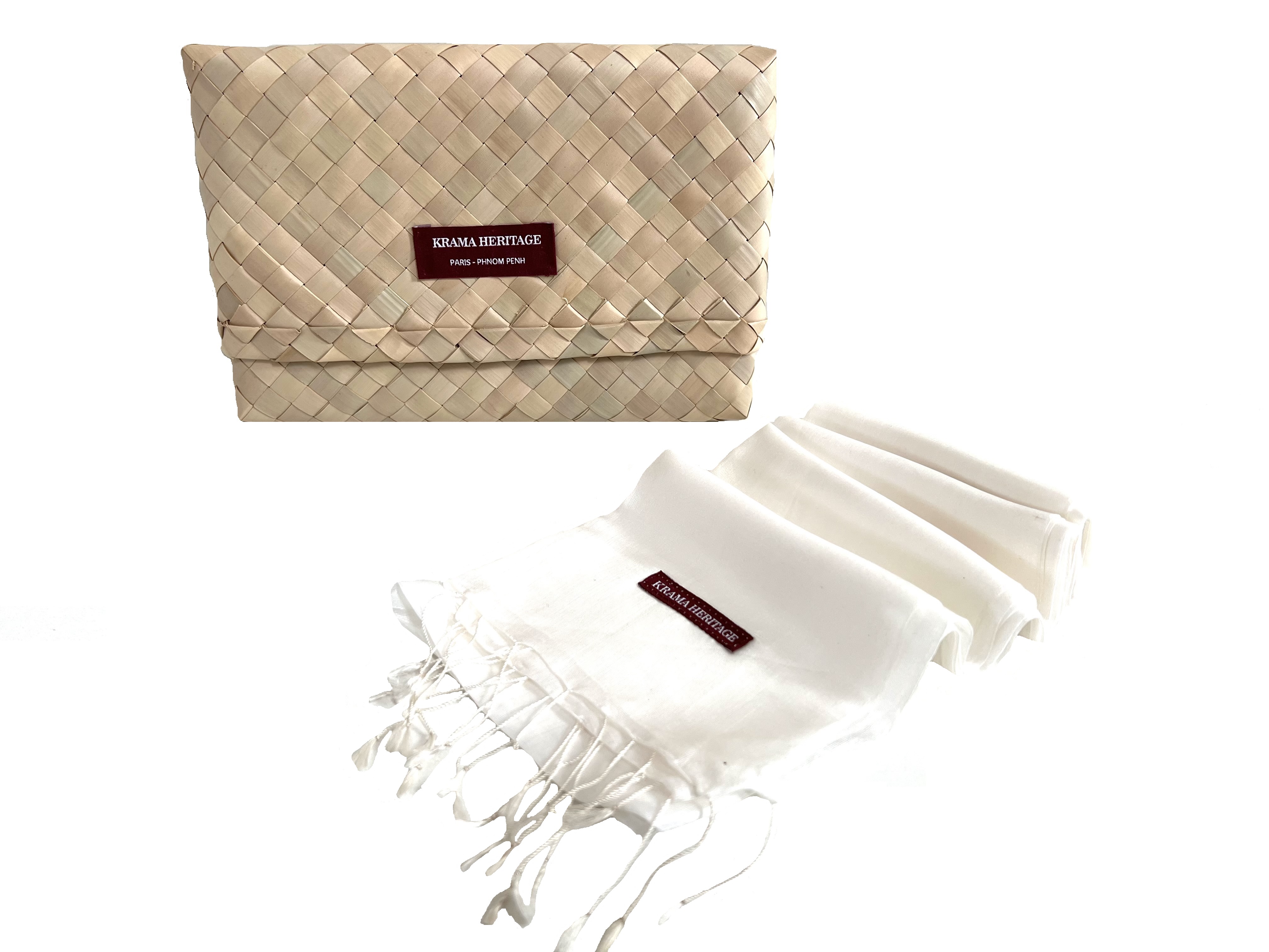 Le Krama Soyeux Blanc Neige 7