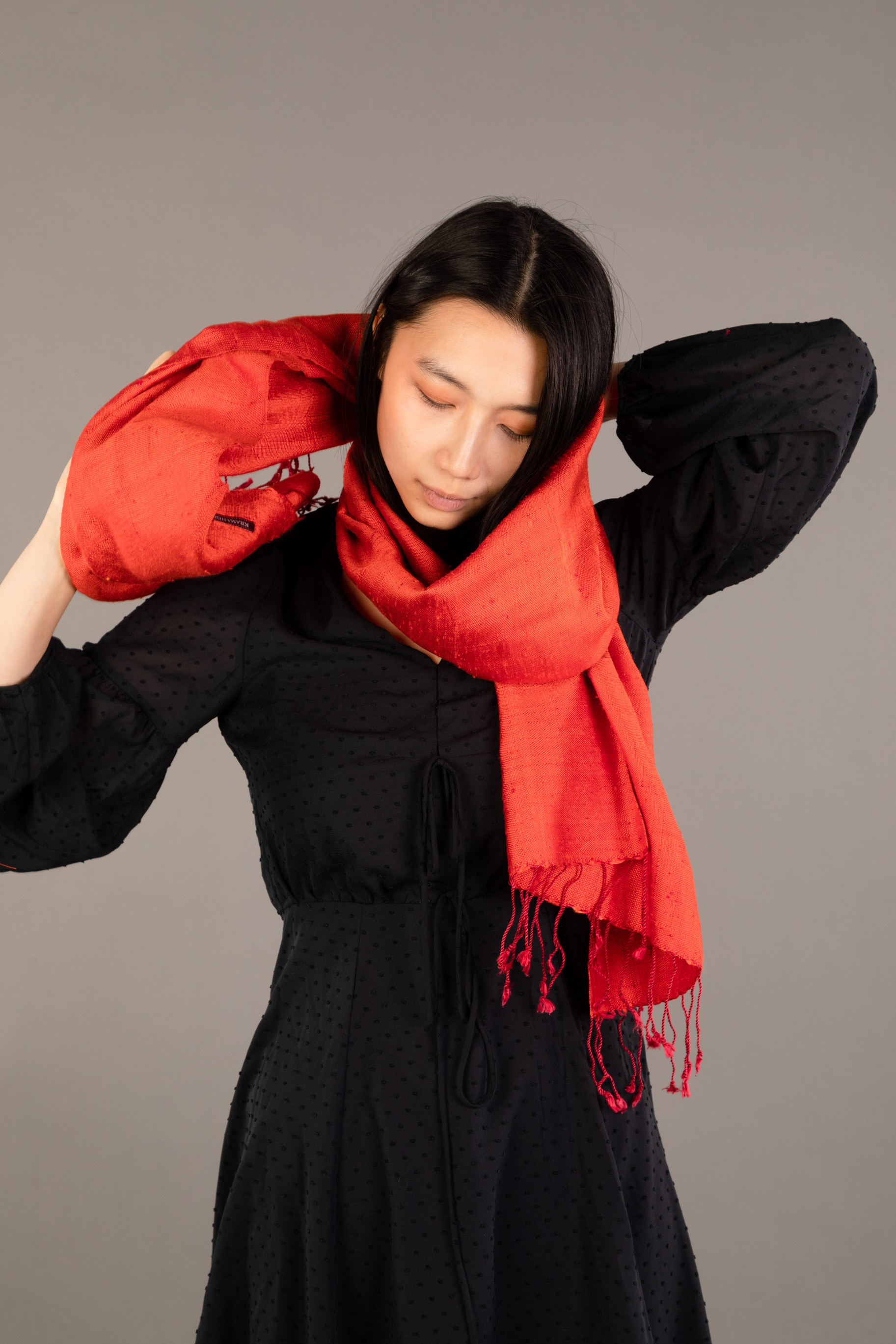 Le Grand Krama Texturé Orangé 4