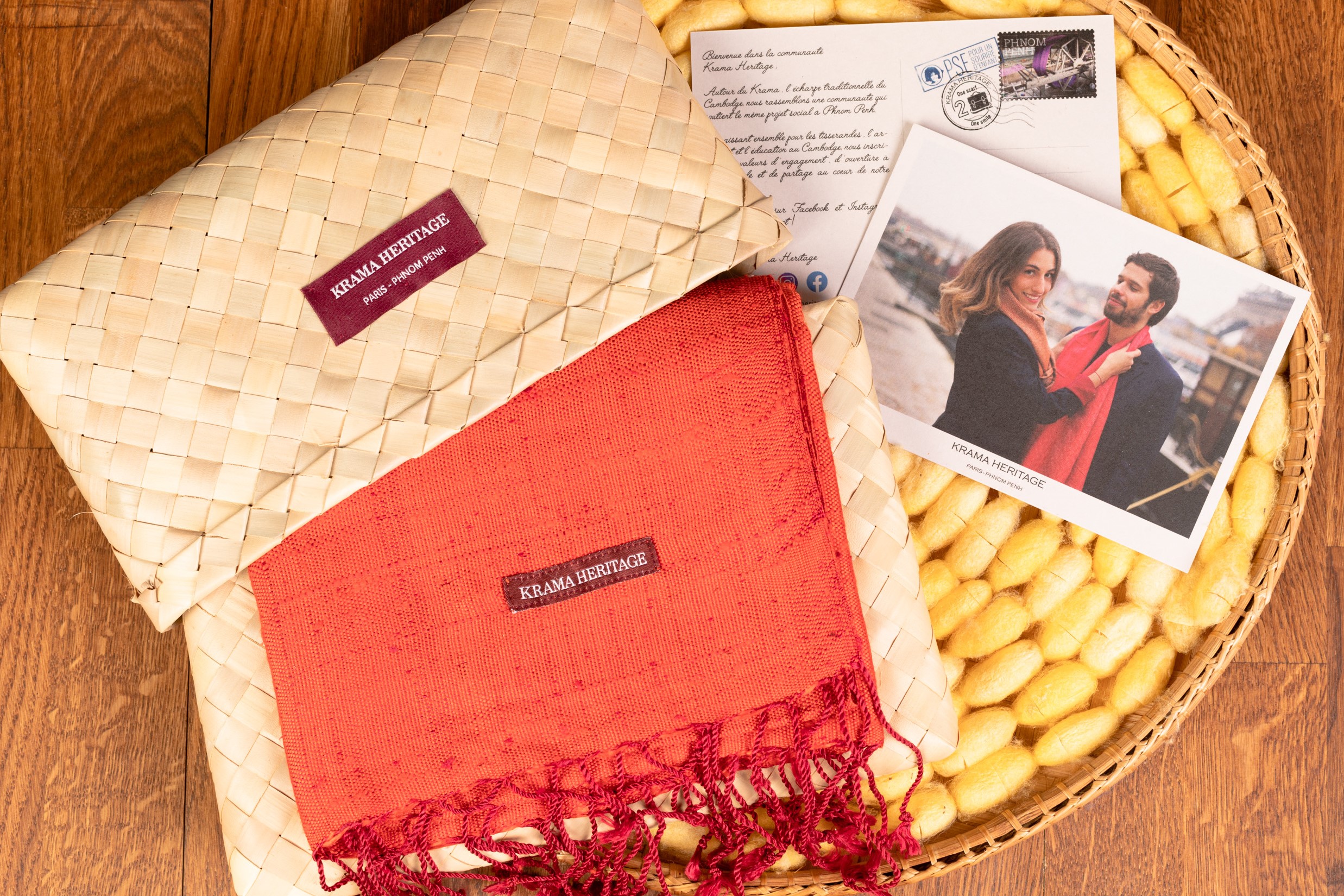 Le Grand Krama Texturé Orangé 2