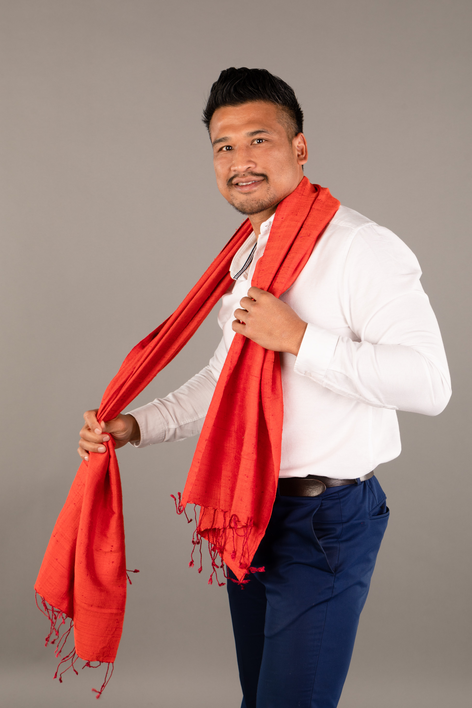 Le Grand Krama Texturé Orangé 3