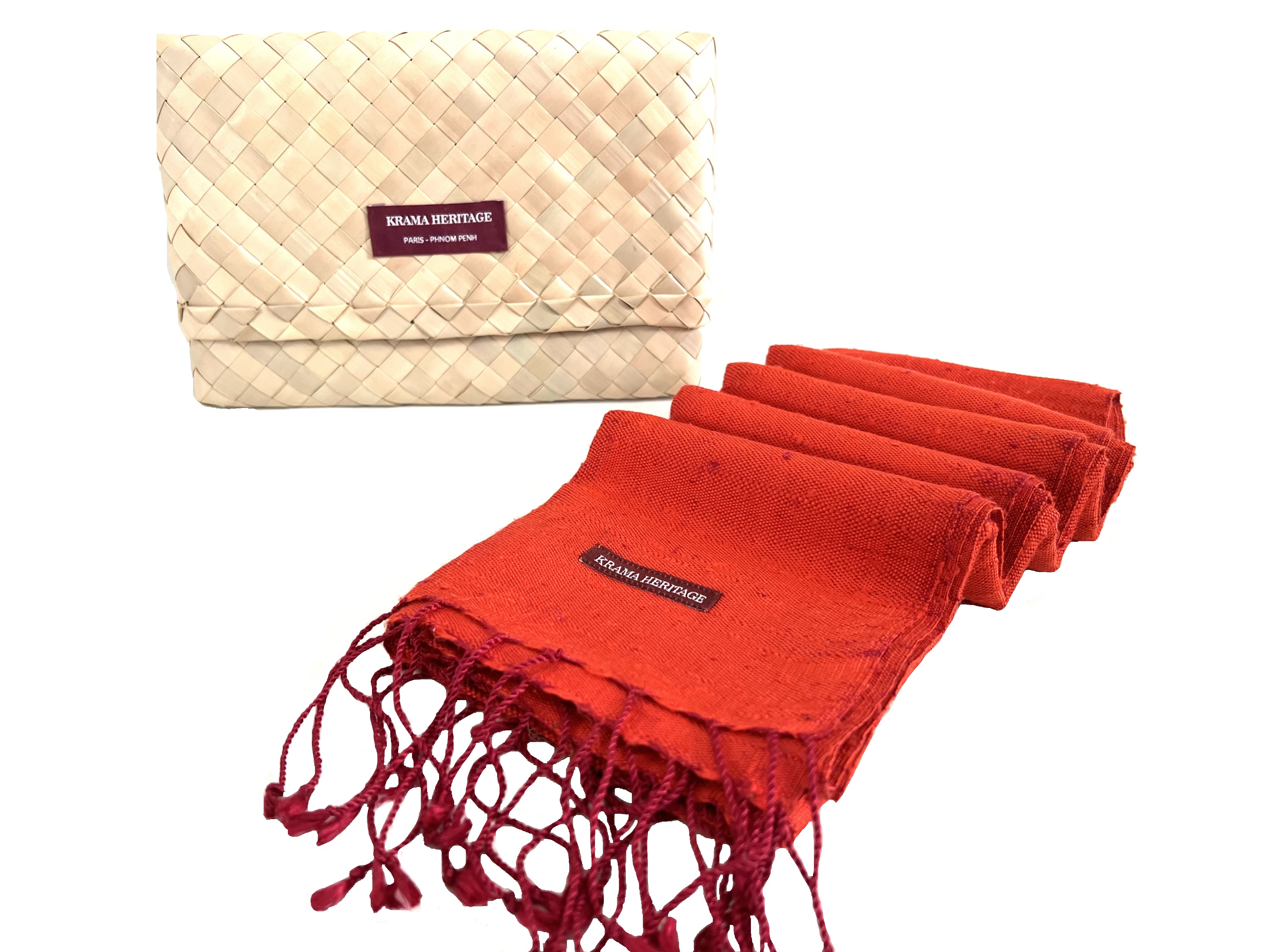 Le Grand Krama Texturé Orangé 7