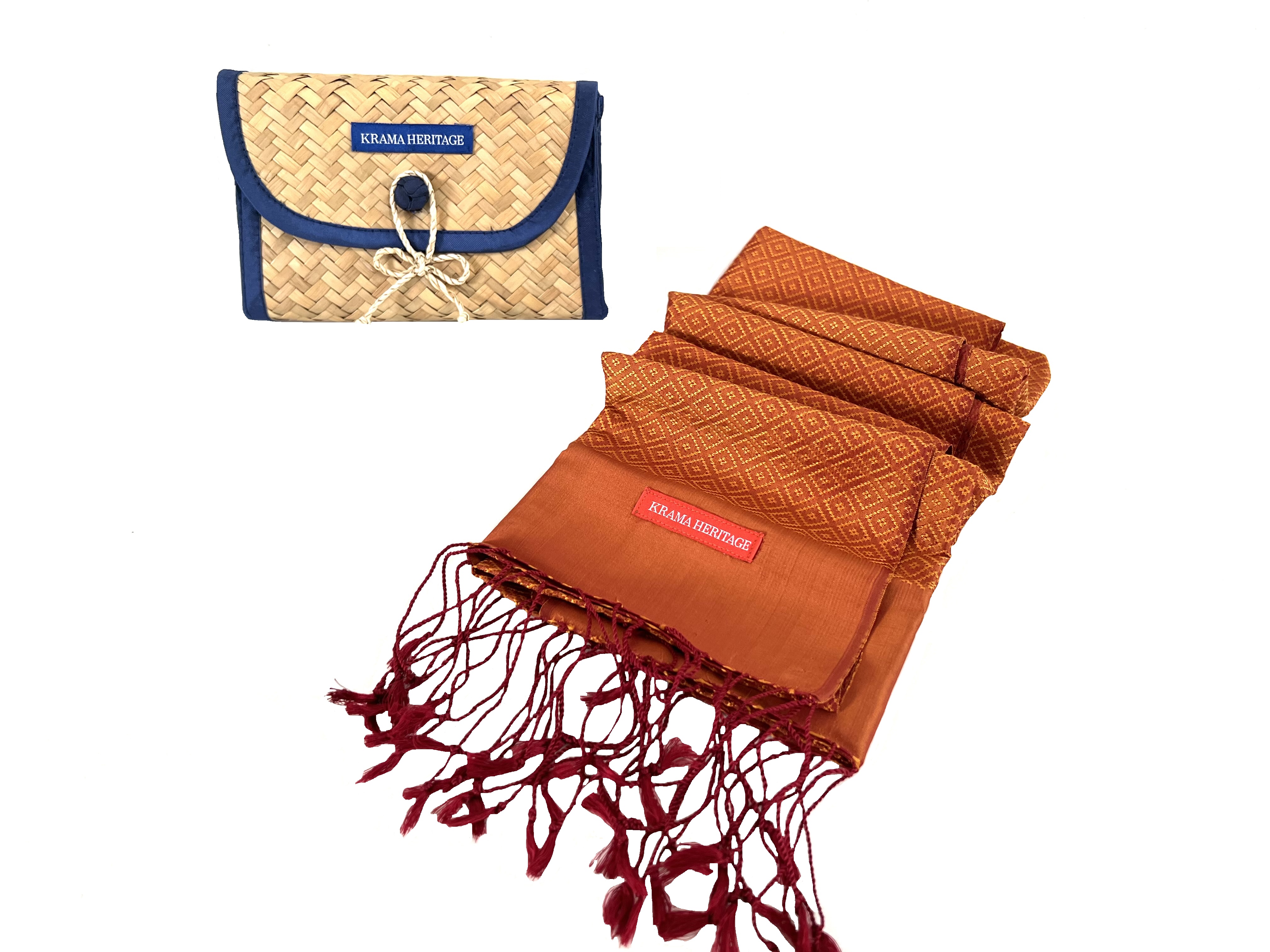 Le Krama en Soie Diamond Luxueux Orangé 7