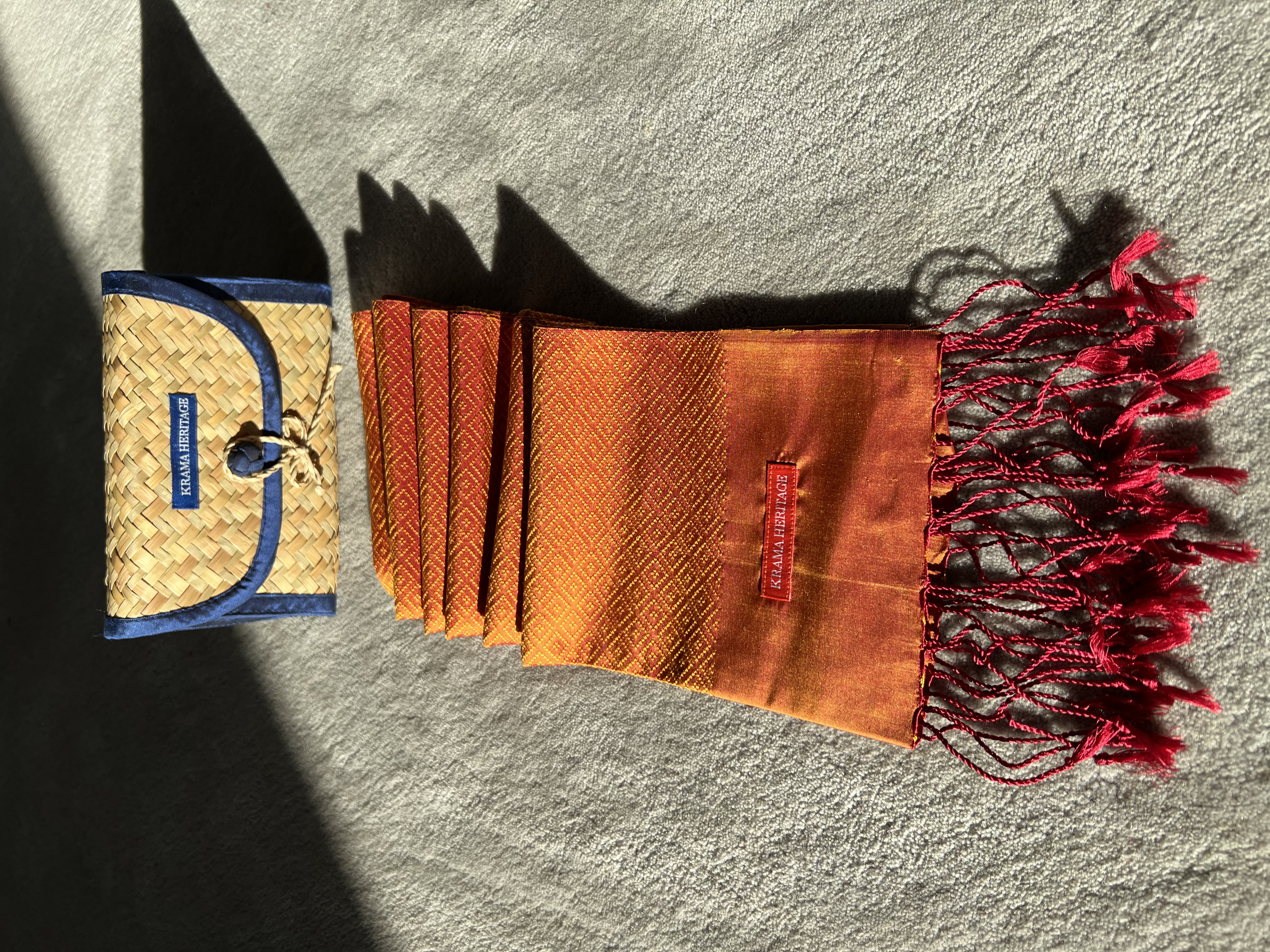 Le Krama en Soie Diamond Luxueux Orangé 6