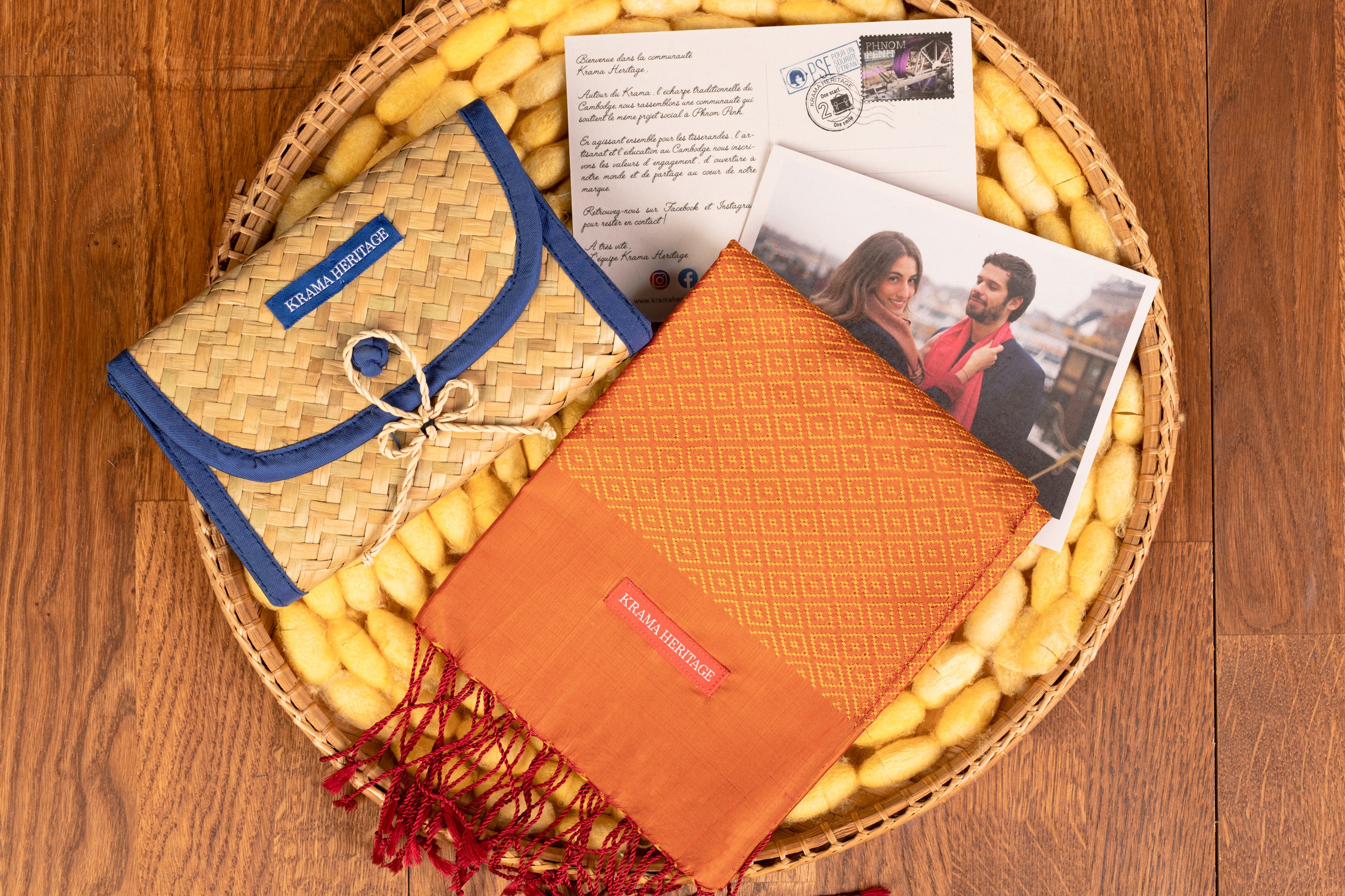 Le Krama en Soie Diamond Luxueux Orangé 2