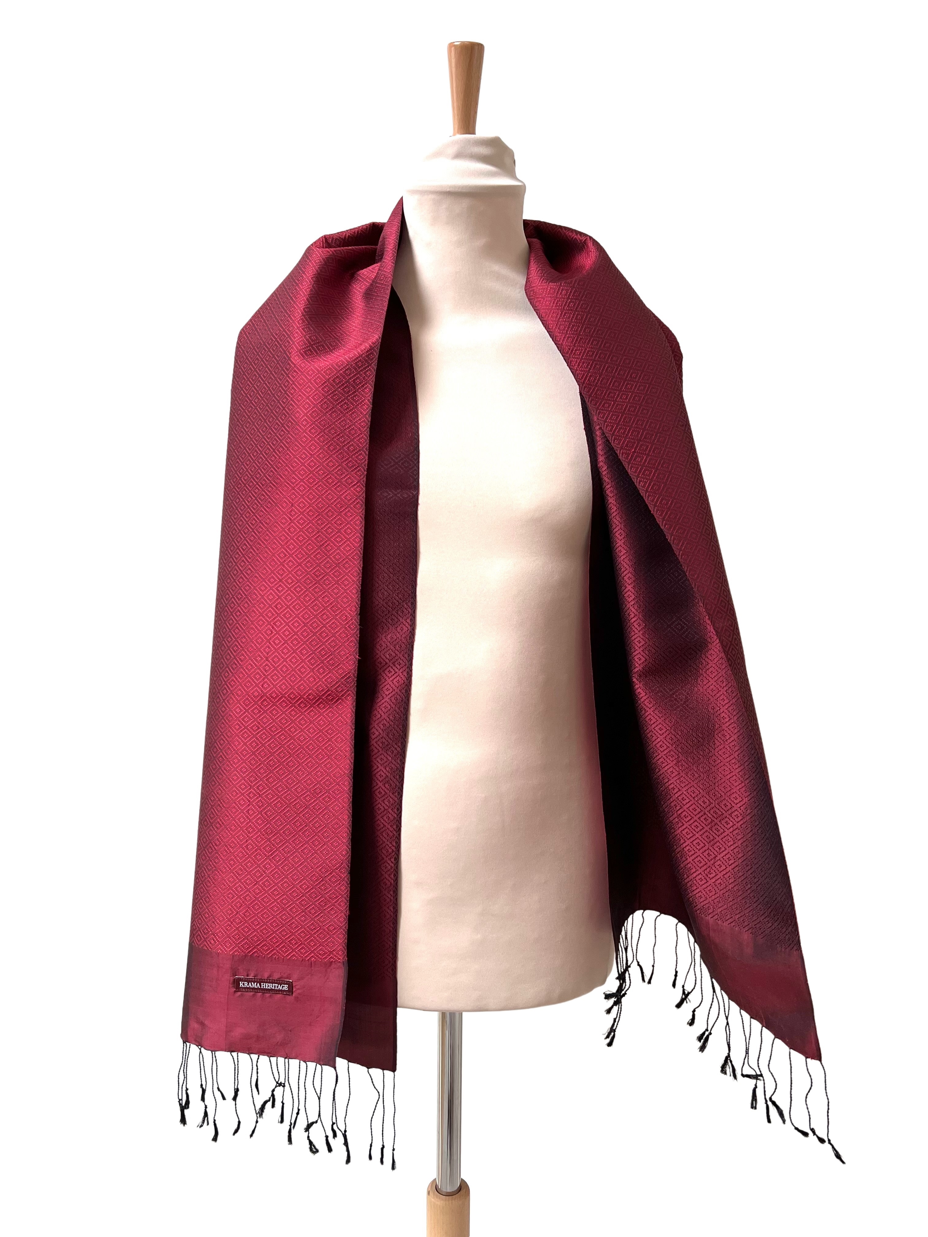 Le Krama en Soie Diamond Luxueux Pourpre 5