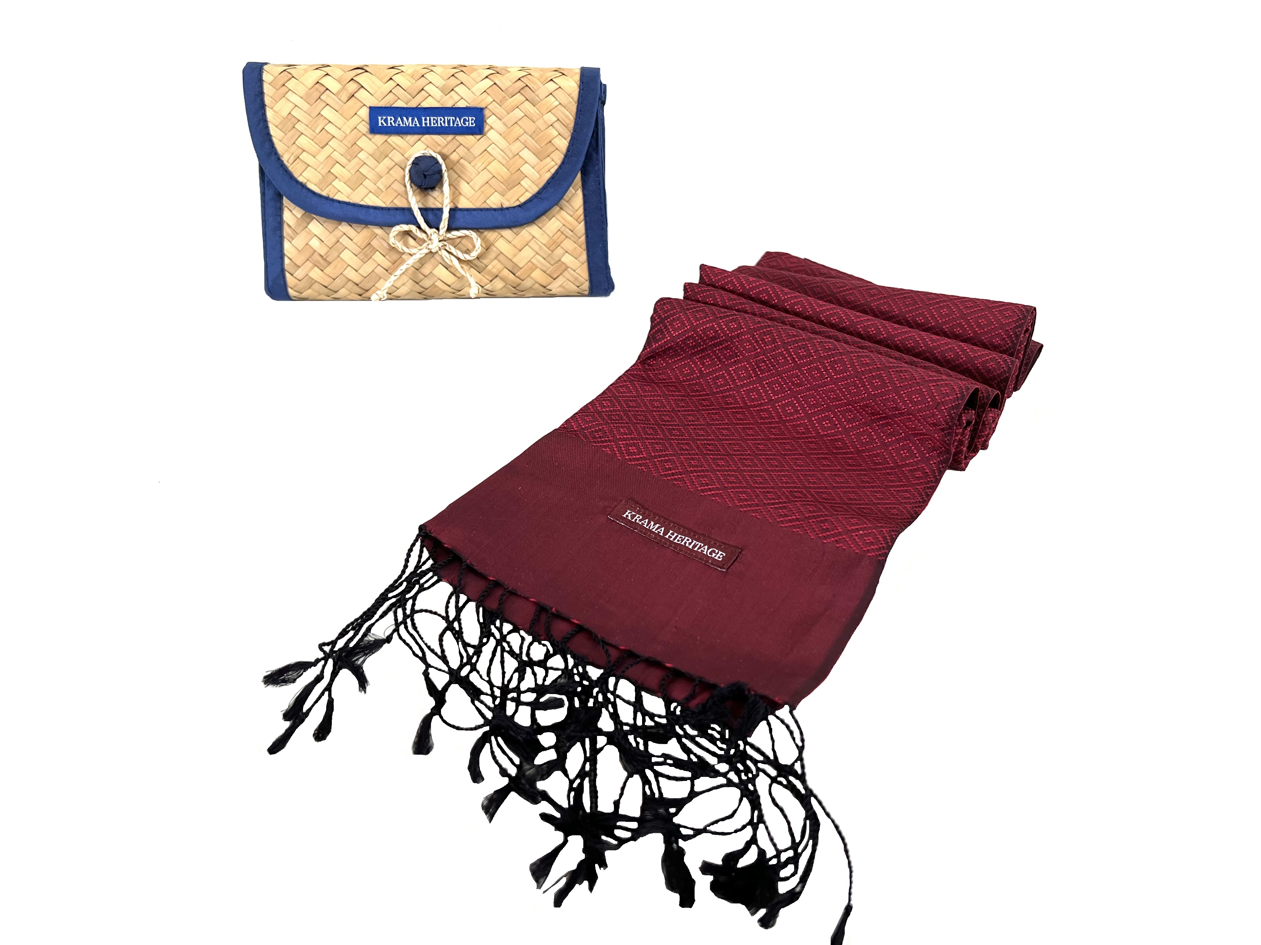 Le Krama en Soie Diamond Luxueux Pourpre 7