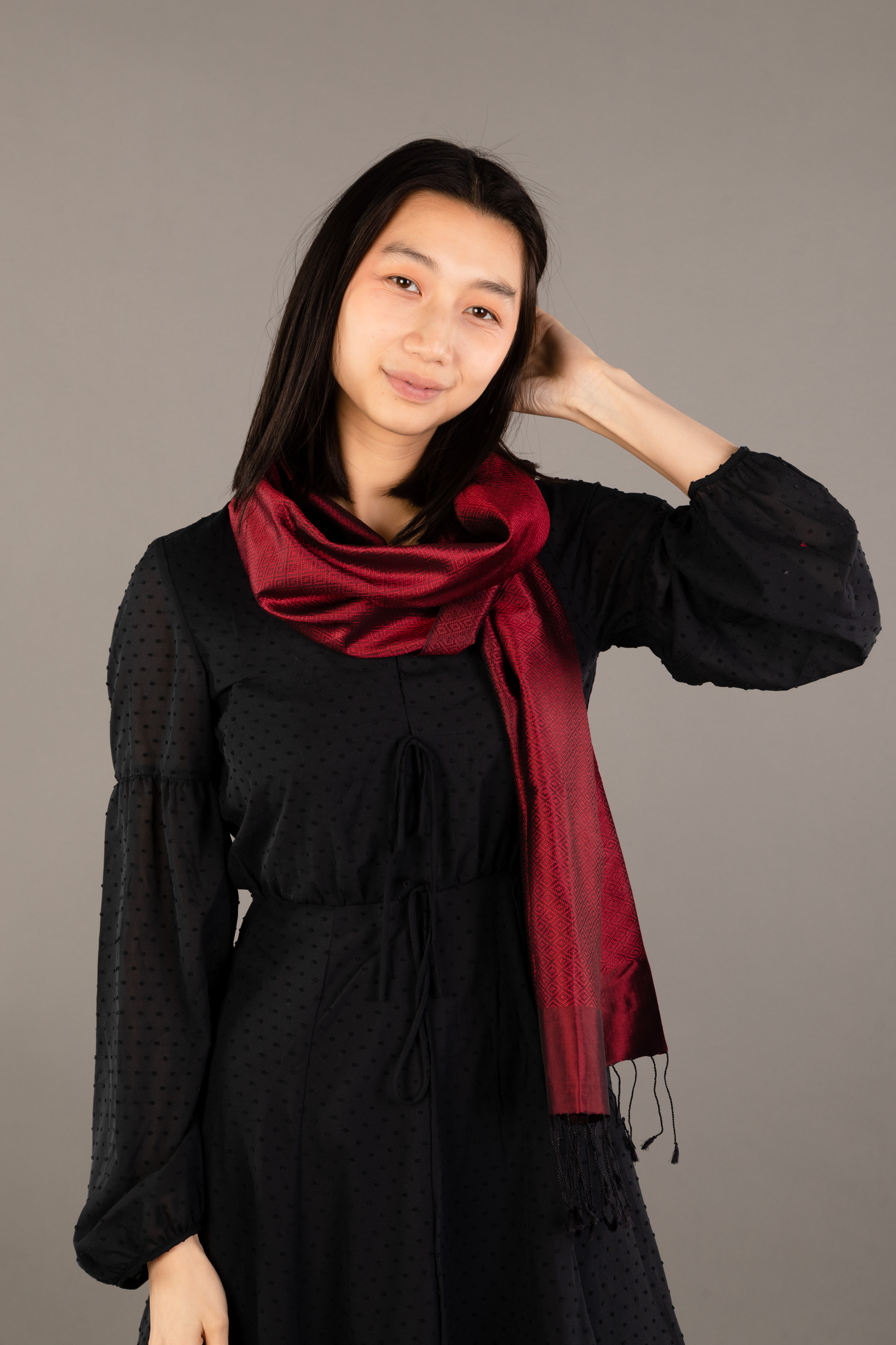 Le Krama en Soie Diamond Luxueux Pourpre 3