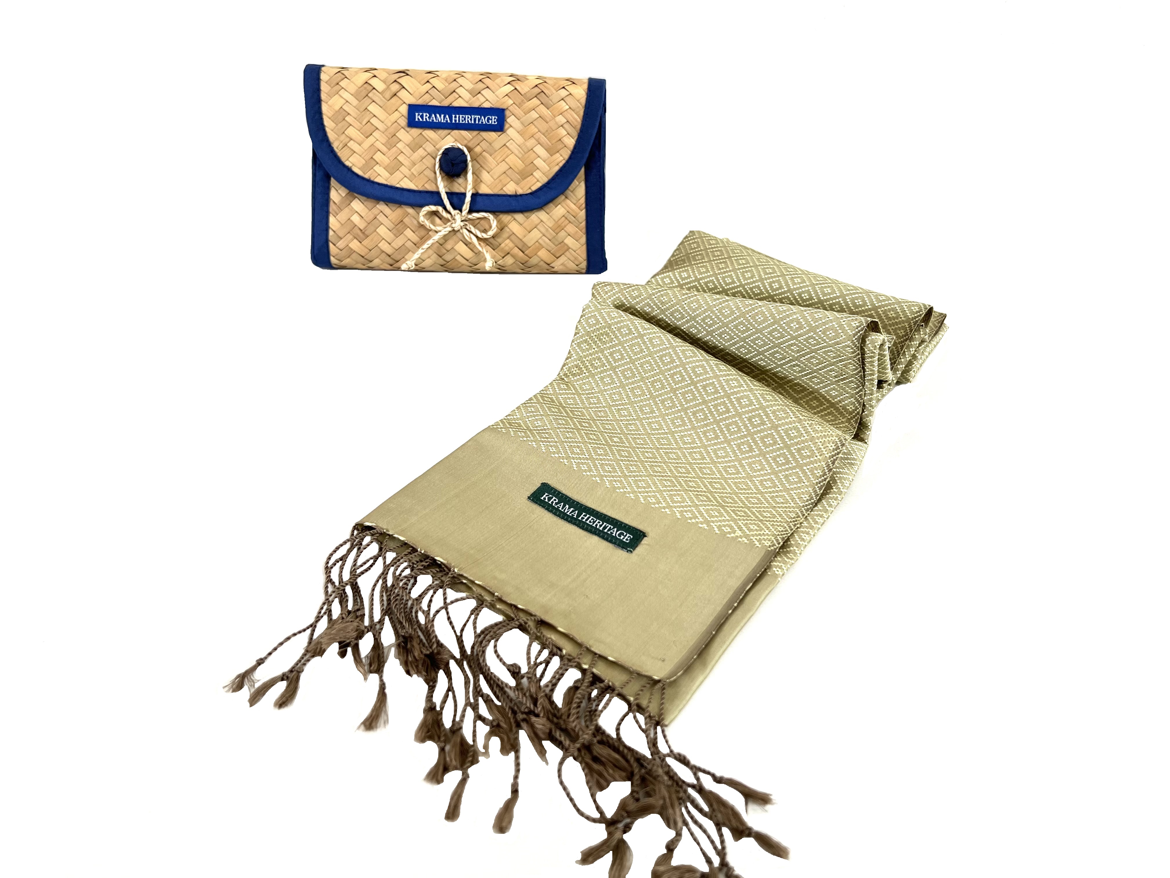 Le Krama en Soie Diamond Luxueux Or 7